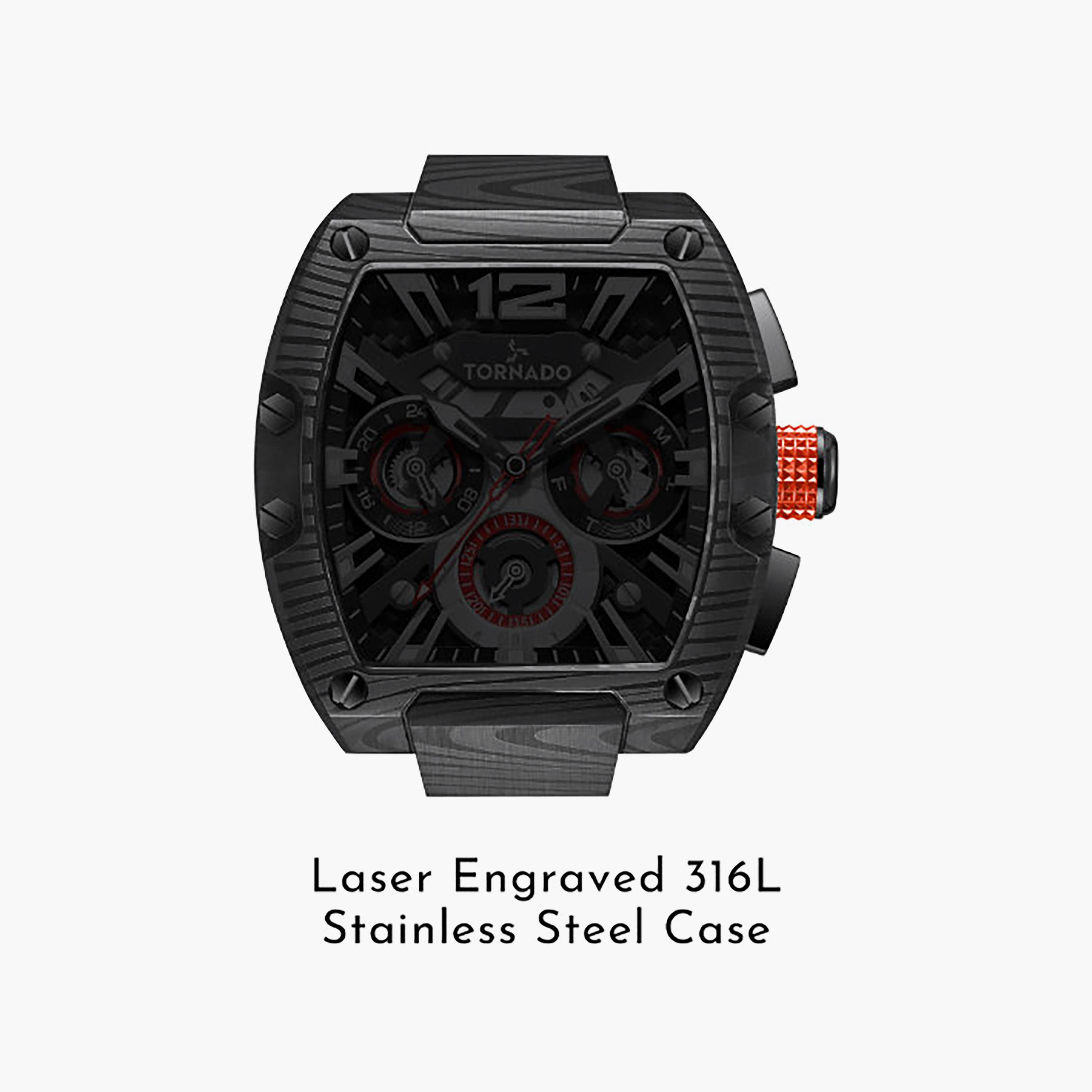 ساعة كرونوغراف سيليكون باللون الأسود 43 مم للرجال من تورنيدو | T23105L-BFBB-men-watchesandjewellery-watches-image-5