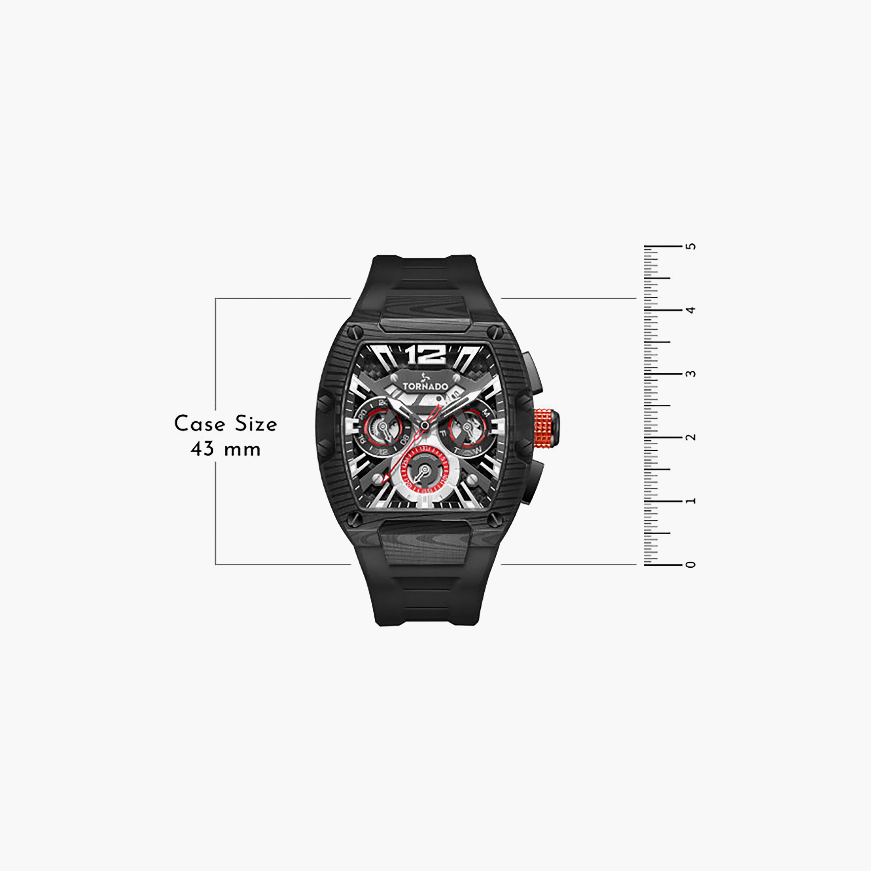 ساعة كرونوغراف سيليكون باللون الأسود 43 مم للرجال من تورنيدو | T23105L-BFBB-men-watchesandjewellery-watches-image-6