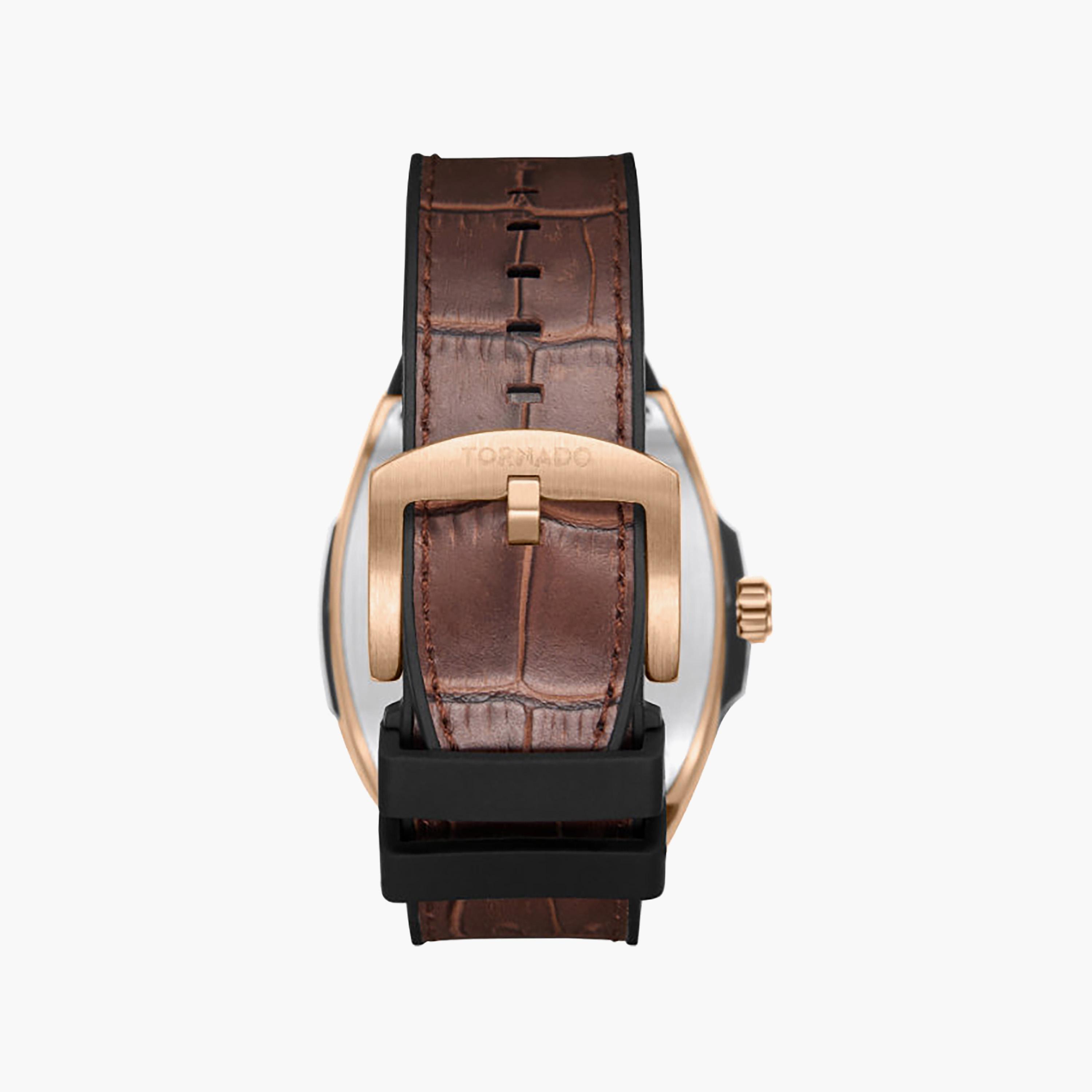 ساعة أنالوج جلد باللون البني 44 مم للرجال من تورنيدو | T25001-RLDB-men-watchesandjewellery-watches-image-3