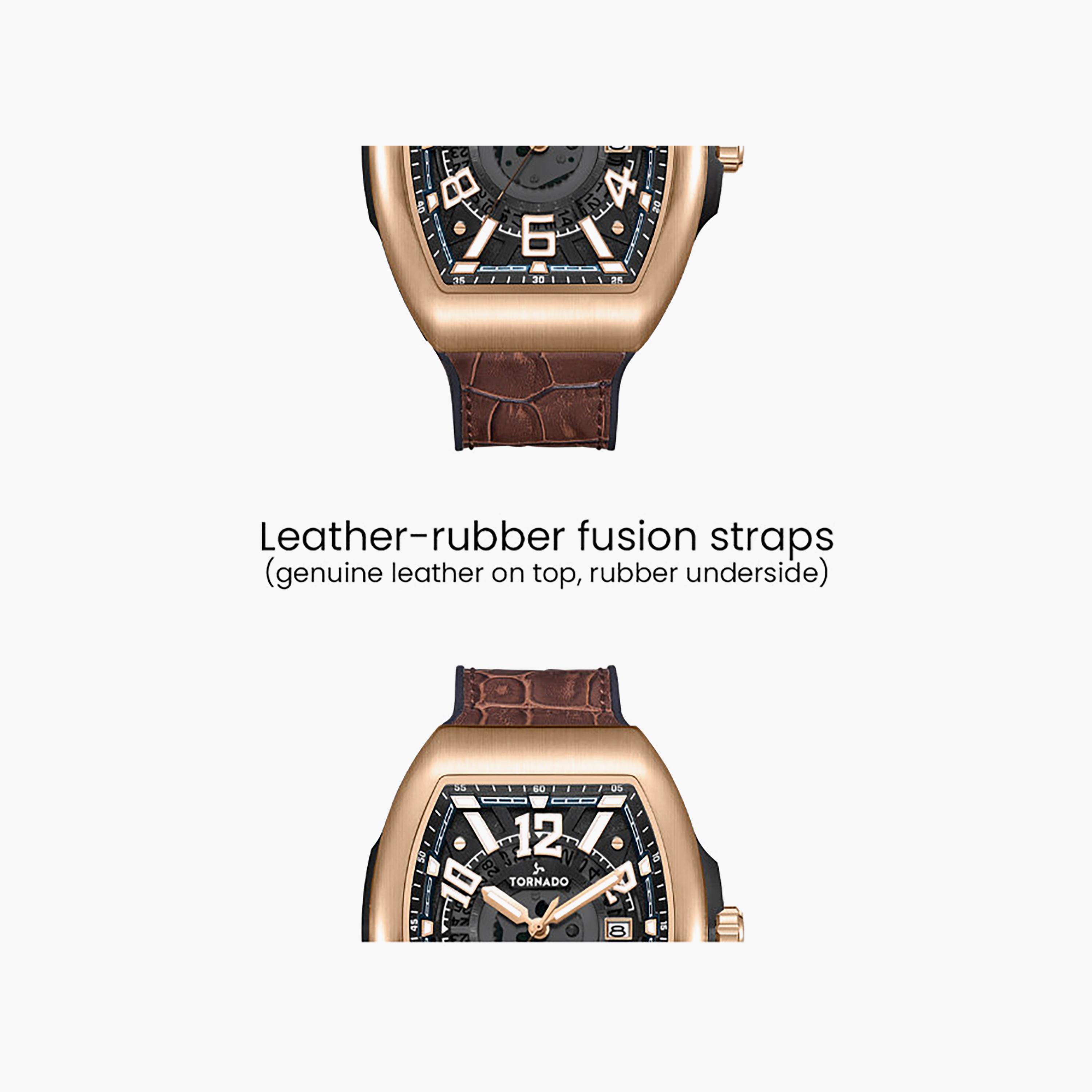 ساعة أنالوج جلد باللون البني 44 مم للرجال من تورنيدو | T25001-RLDB-men-watchesandjewellery-watches-image-4