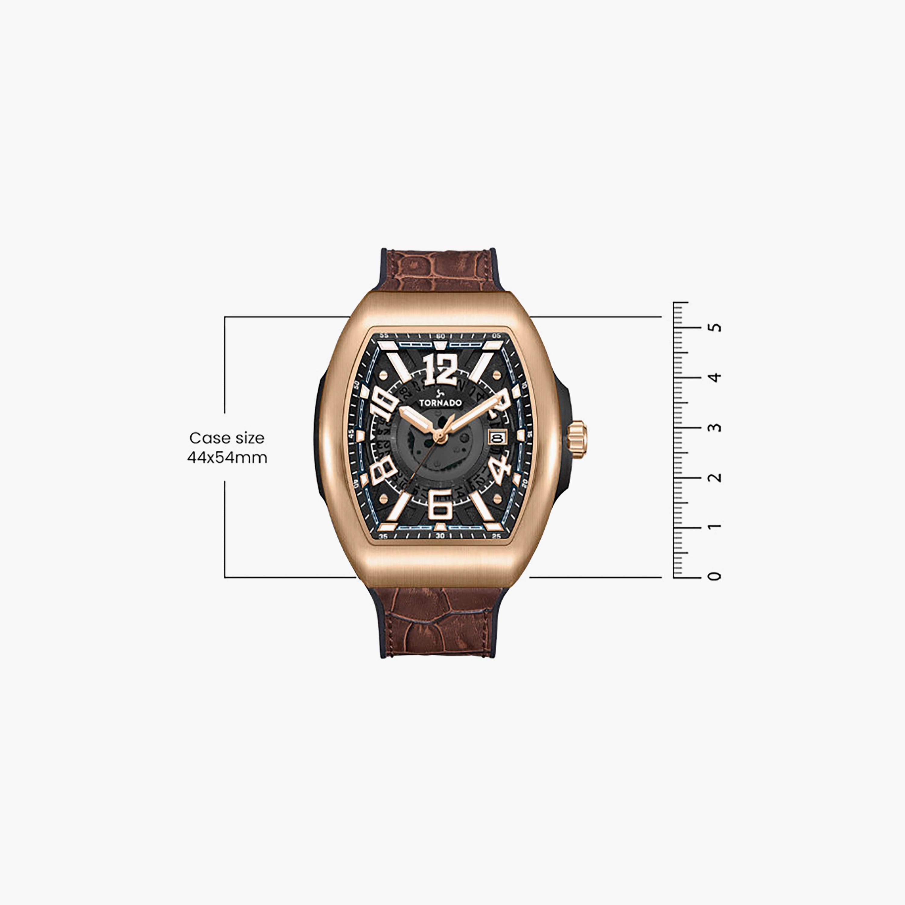 ساعة أنالوج جلد باللون البني 44 مم للرجال من تورنيدو | T25001-RLDB-men-watchesandjewellery-watches-image-5