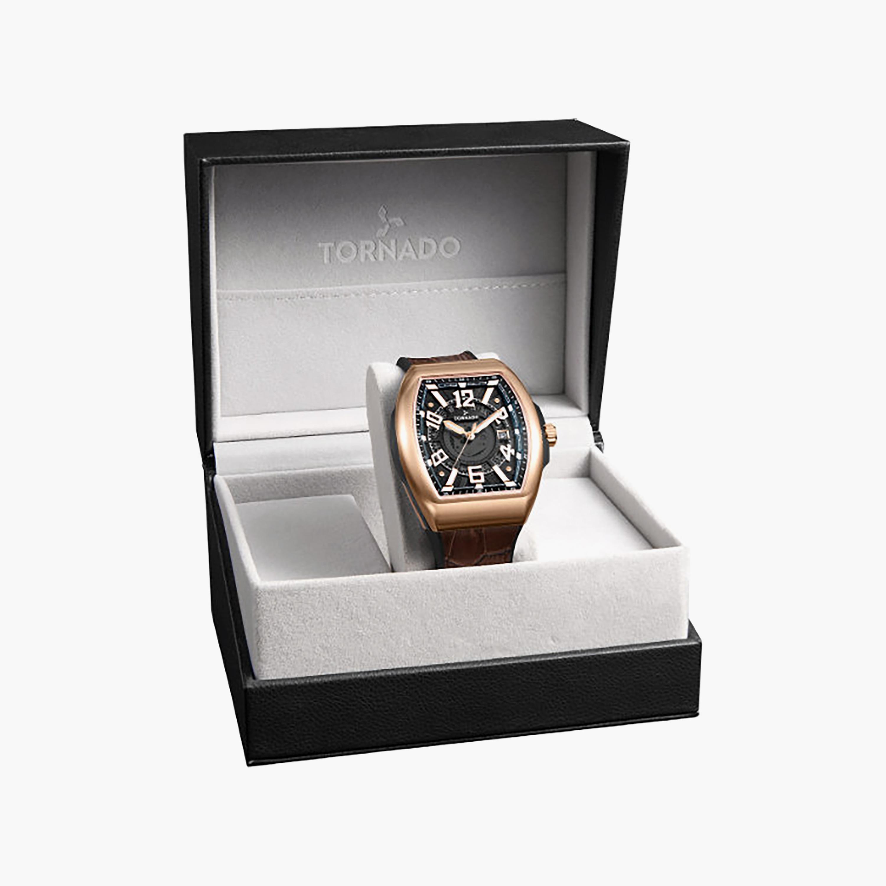 ساعة أنالوج جلد باللون البني 44 مم للرجال من تورنيدو | T25001-RLDB-men-watchesandjewellery-watches-image-6