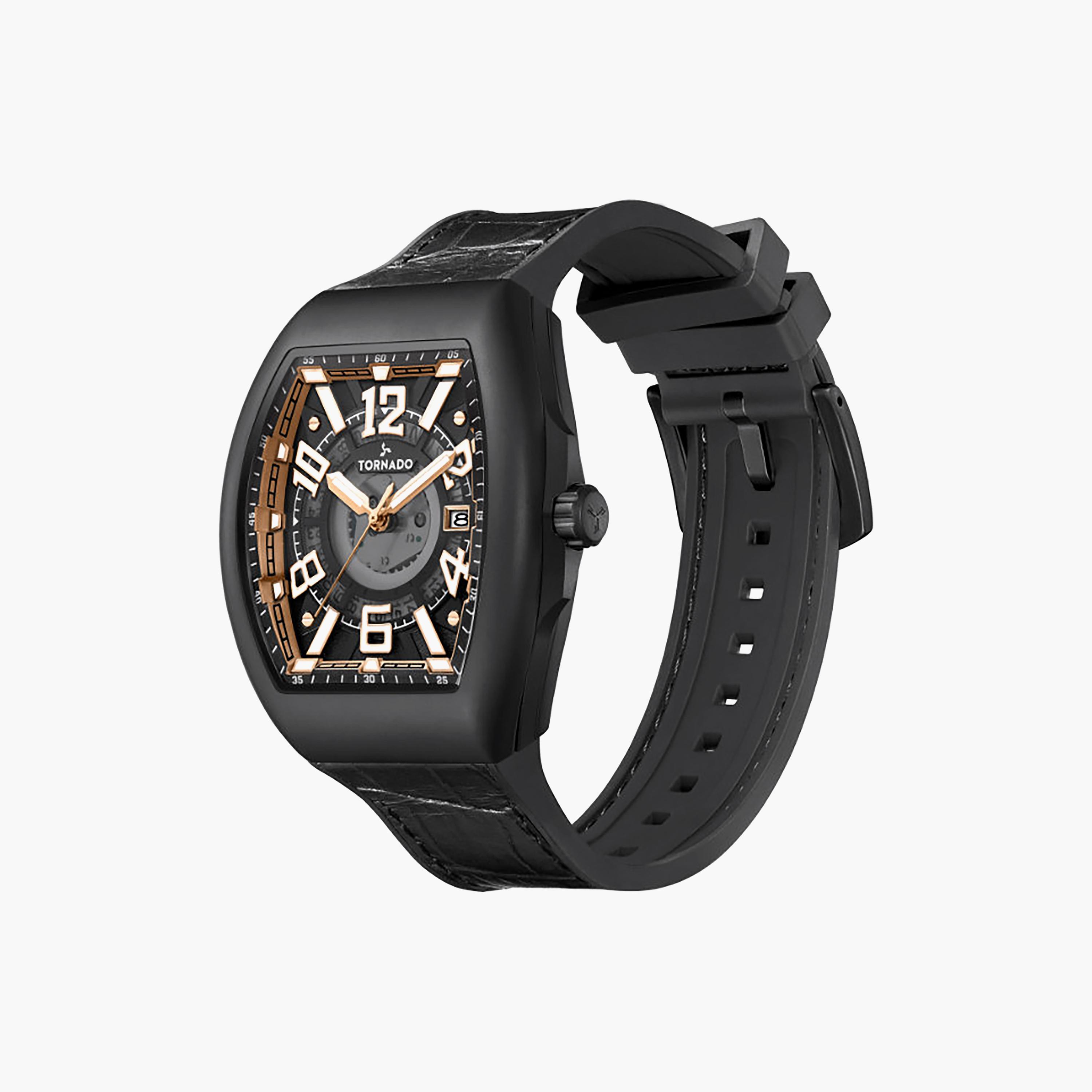 ساعة أنالوج جلد باللون الأسود 44 مم للرجال من تورنيدو | T25001-BLBB-men-watchesandjewellery-watches-image-2