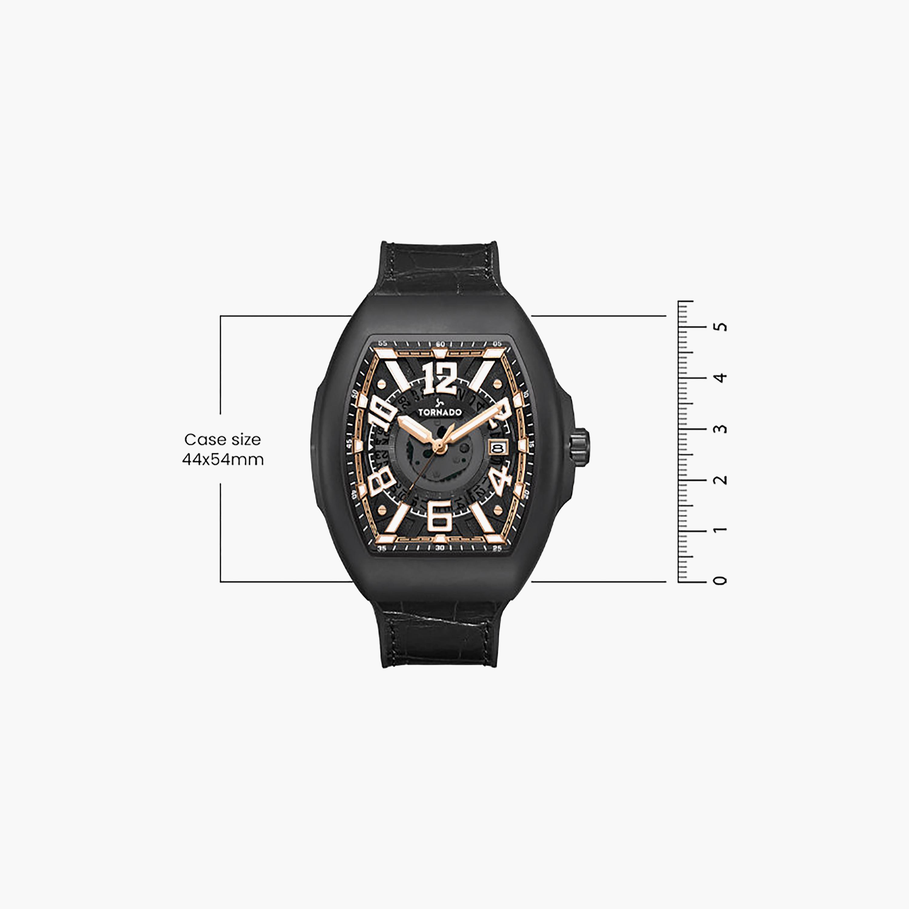 ساعة أنالوج جلد باللون الأسود 44 مم للرجال من تورنيدو | T25001-BLBB-men-watchesandjewellery-watches-image-4