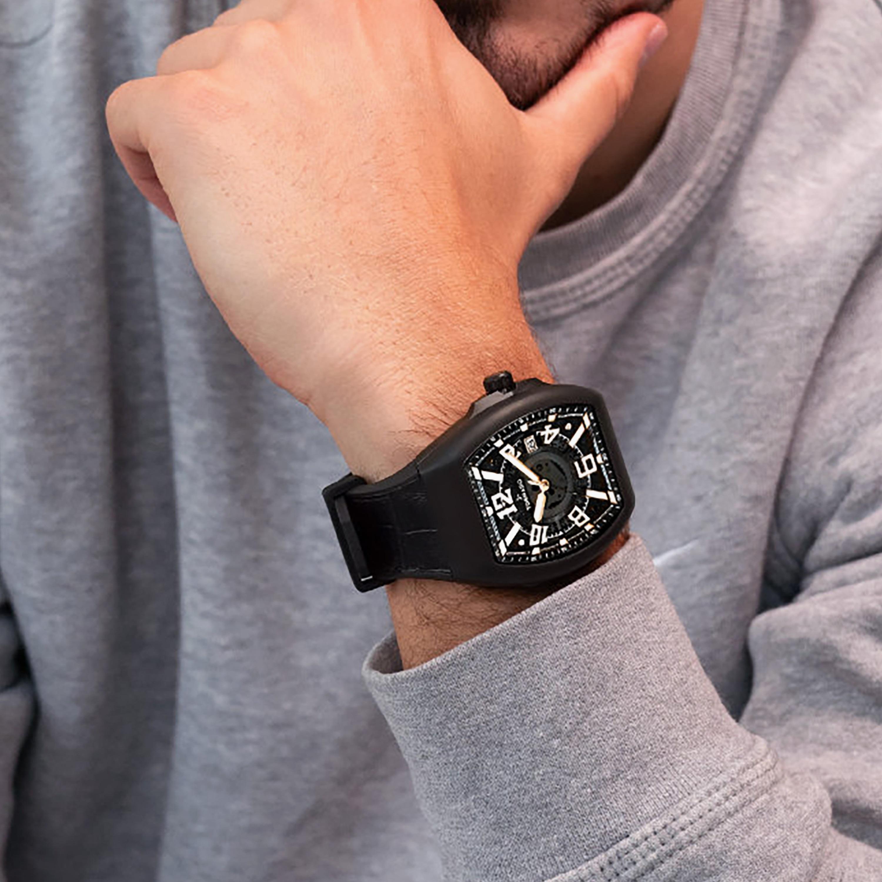 ساعة أنالوج جلد باللون الأسود 44 مم للرجال من تورنيدو | T25001-BLBB-men-watchesandjewellery-watches-image-7
