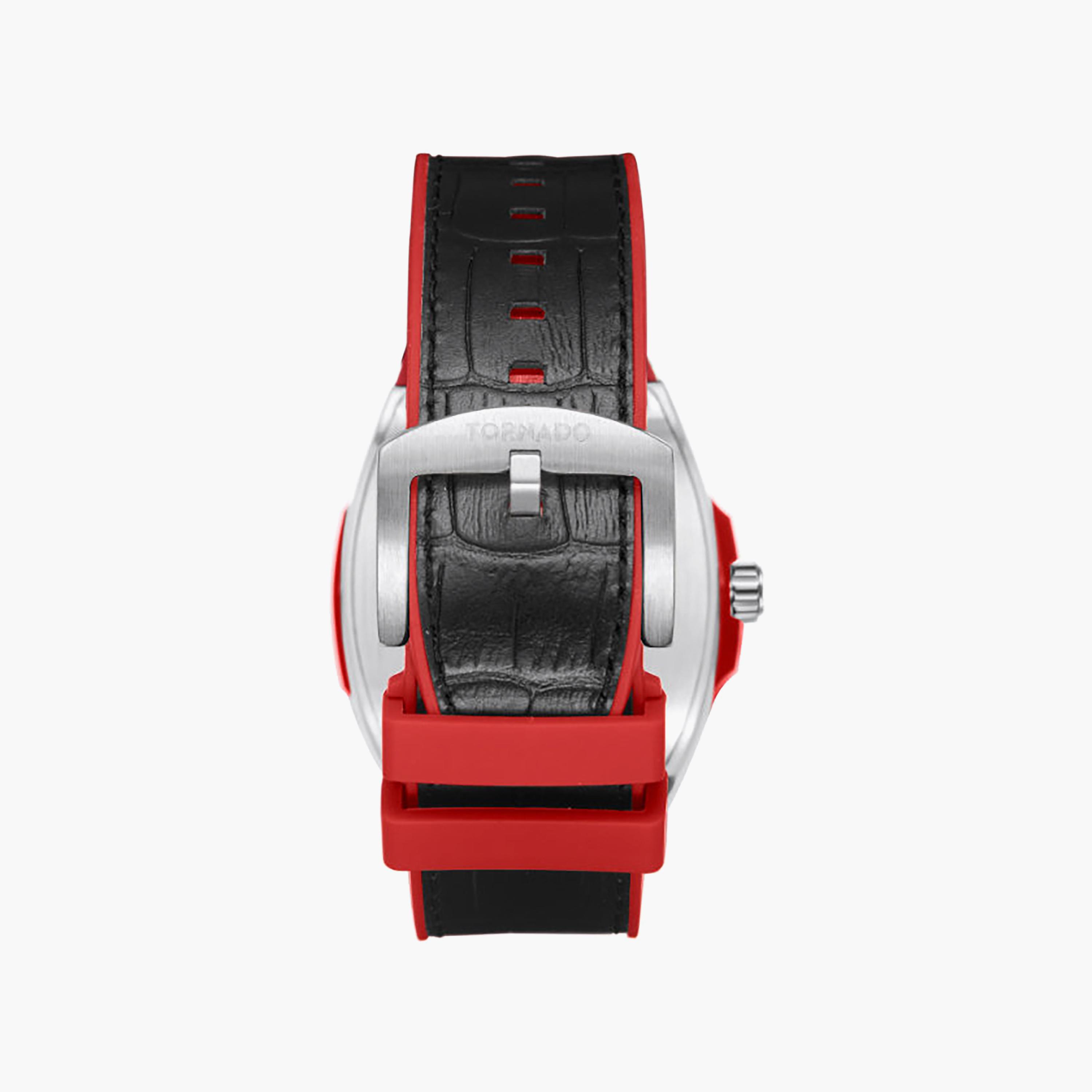 Tornado Men's 44MM Black Analog Leather Watch | T25001-SLBBR-men-watchesandjewellery-watches-image-3