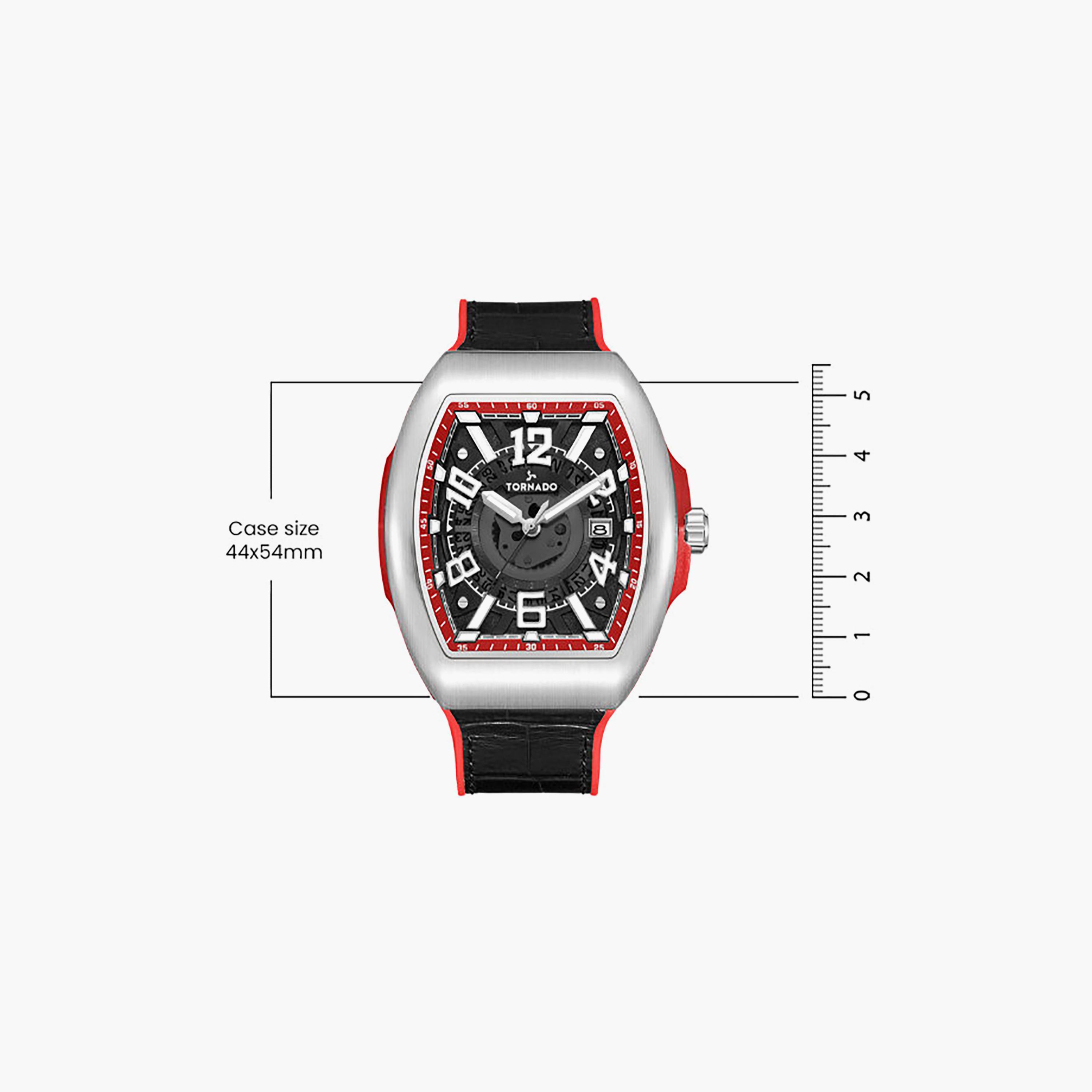 Tornado Men's 44MM Black Analog Leather Watch | T25001-SLBBR-men-watchesandjewellery-watches-image-5