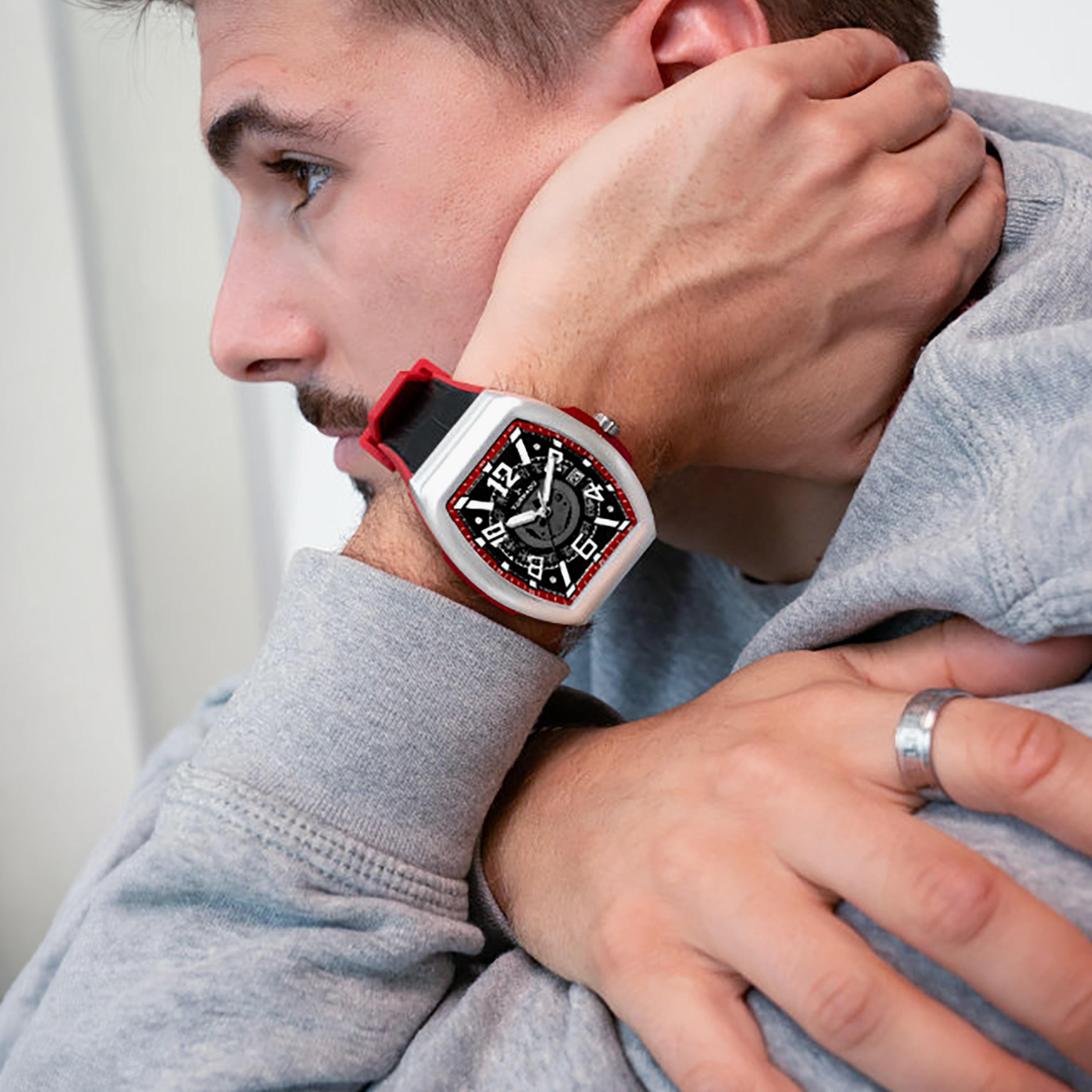 Tornado Men's 44MM Black Analog Leather Watch | T25001-SLBBR-men-watchesandjewellery-watches-image-7