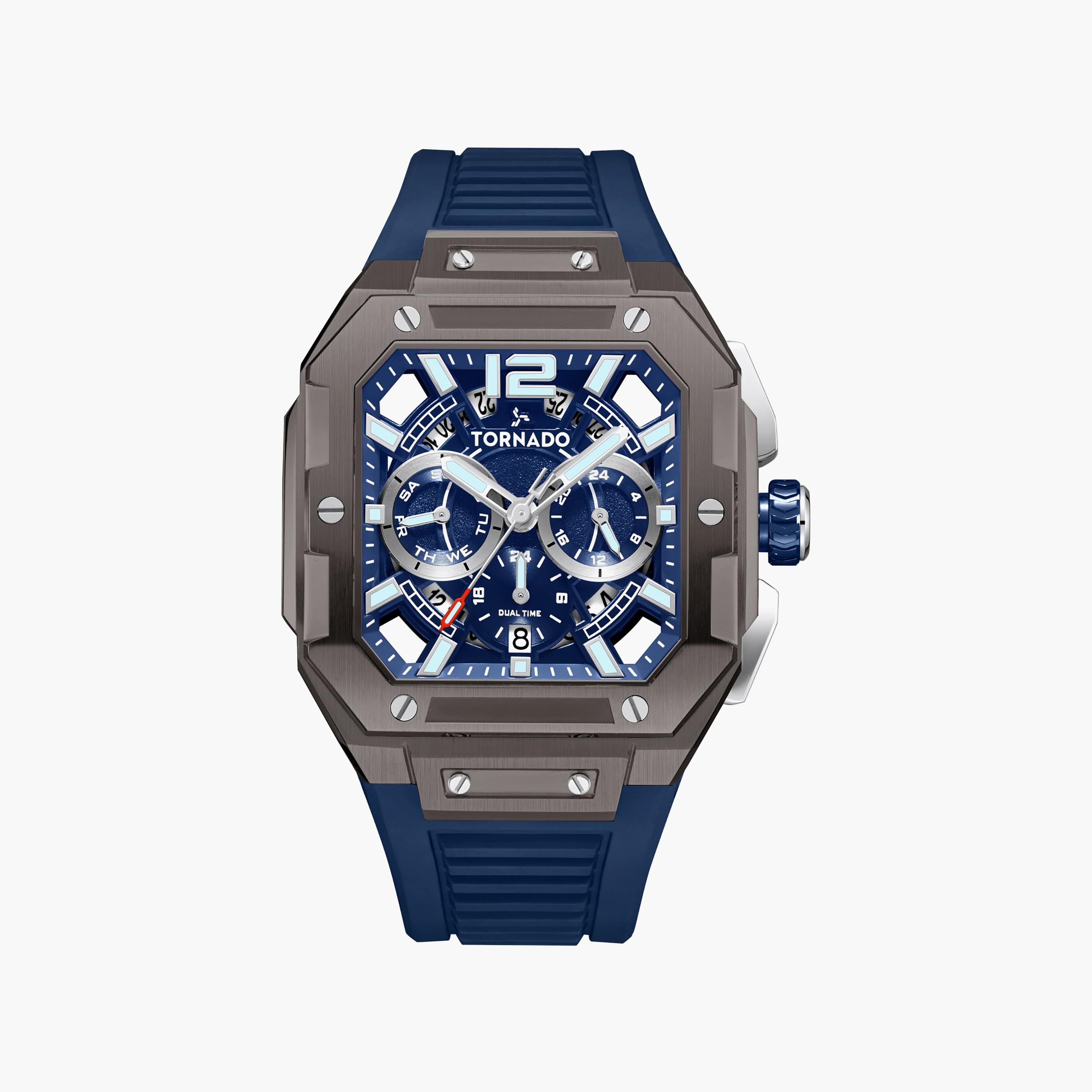 ساعة كرونوغراف سيليكون باللون الأزرق 44 مم للرجال من تورنيدو | T26101-XFNN-men-watchesandjewellery-watches-image-2