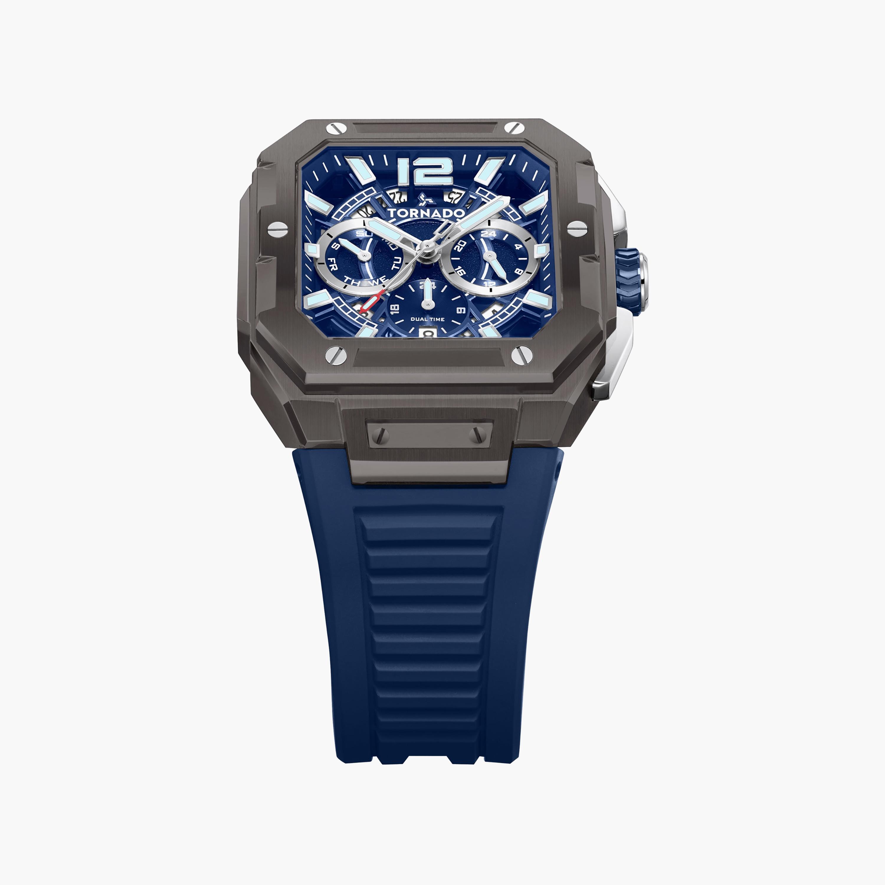 ساعة كرونوغراف سيليكون باللون الأزرق 44 مم للرجال من تورنيدو | T26101-XFNN-men-watchesandjewellery-watches-image-4
