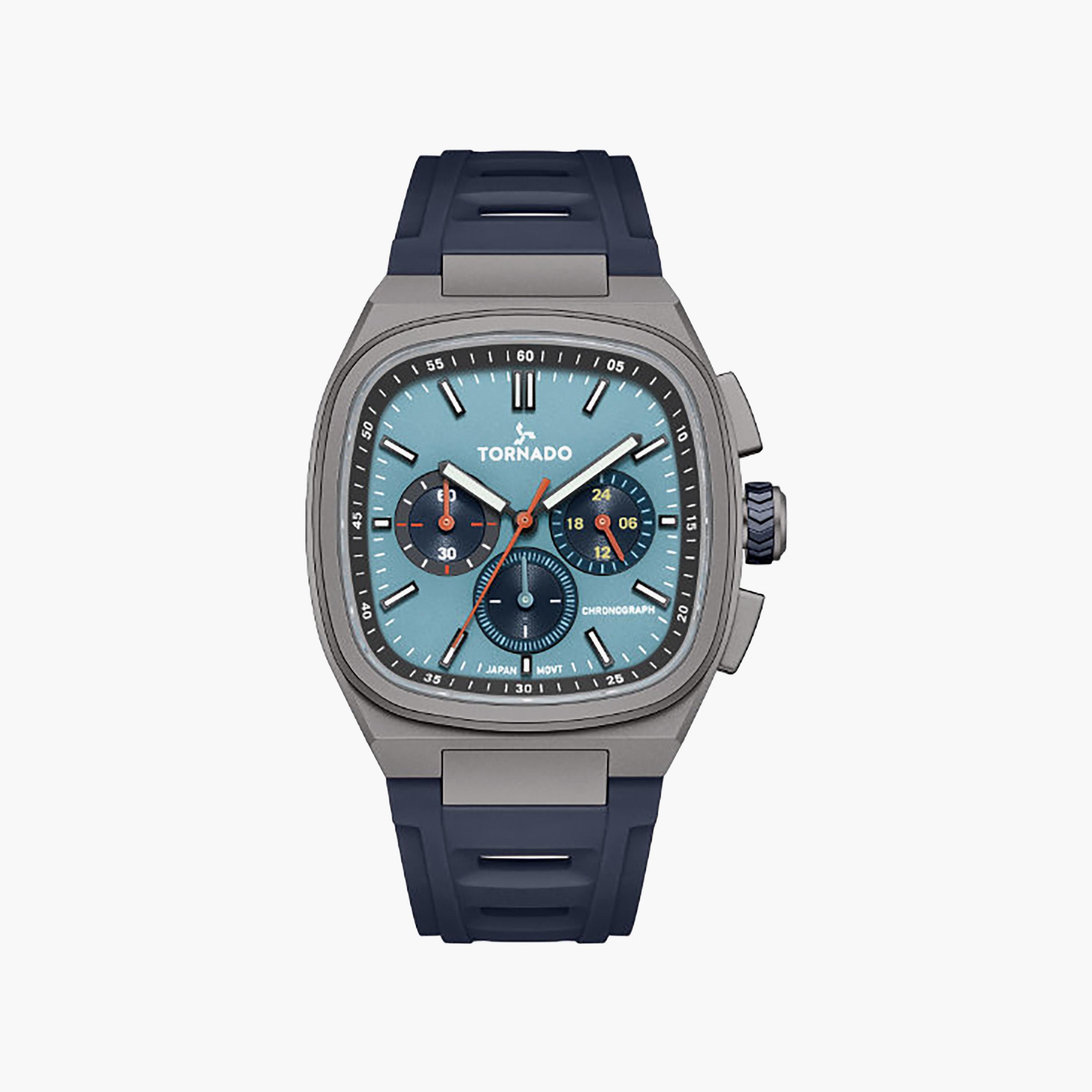 Tornado Men's 42MM Blue Chronograph Rubber Watch | T26102-BRNL-men-watchesandjewellery-watches-image-1