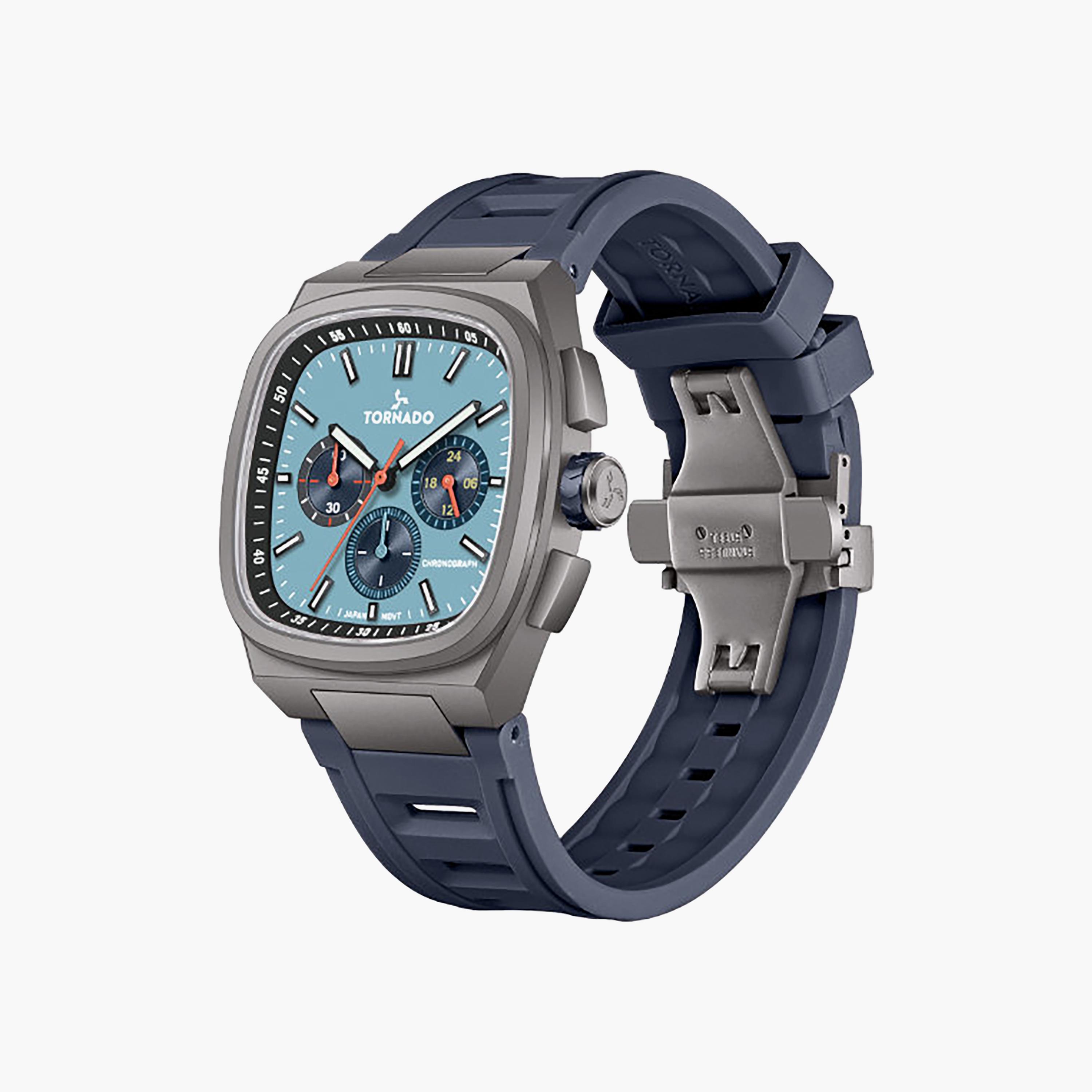 Tornado Men's 42MM Blue Chronograph Rubber Watch | T26102-BRNL-men-watchesandjewellery-watches-image-2