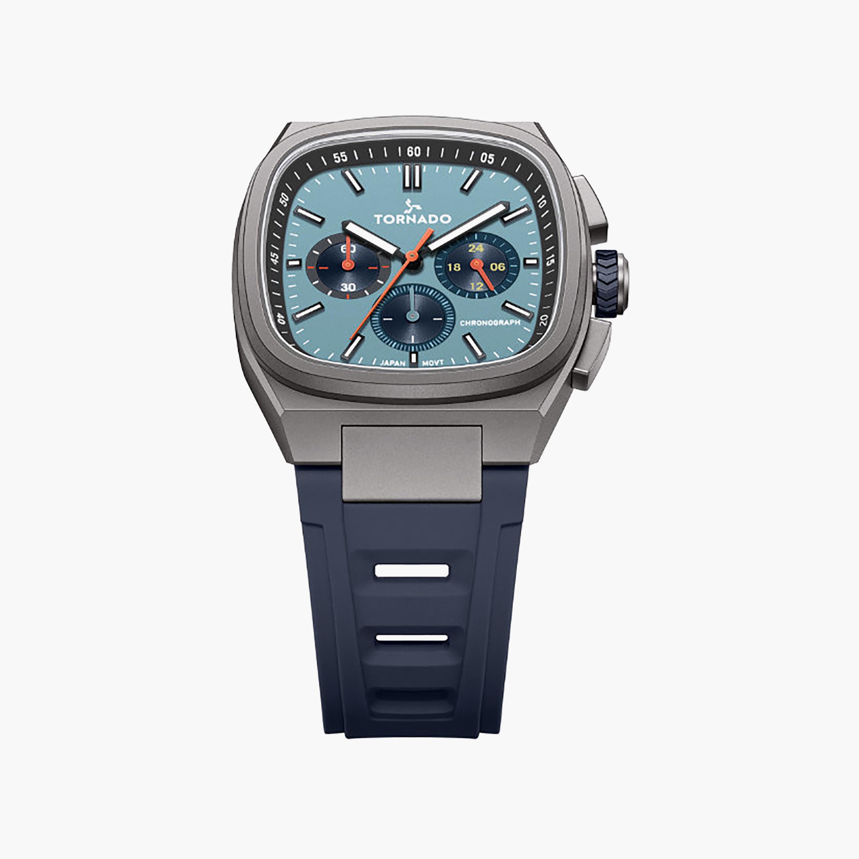 Tornado Men's 42MM Blue Chronograph Rubber Watch | T26102-BRNL-men-watchesandjewellery-watches-image-3