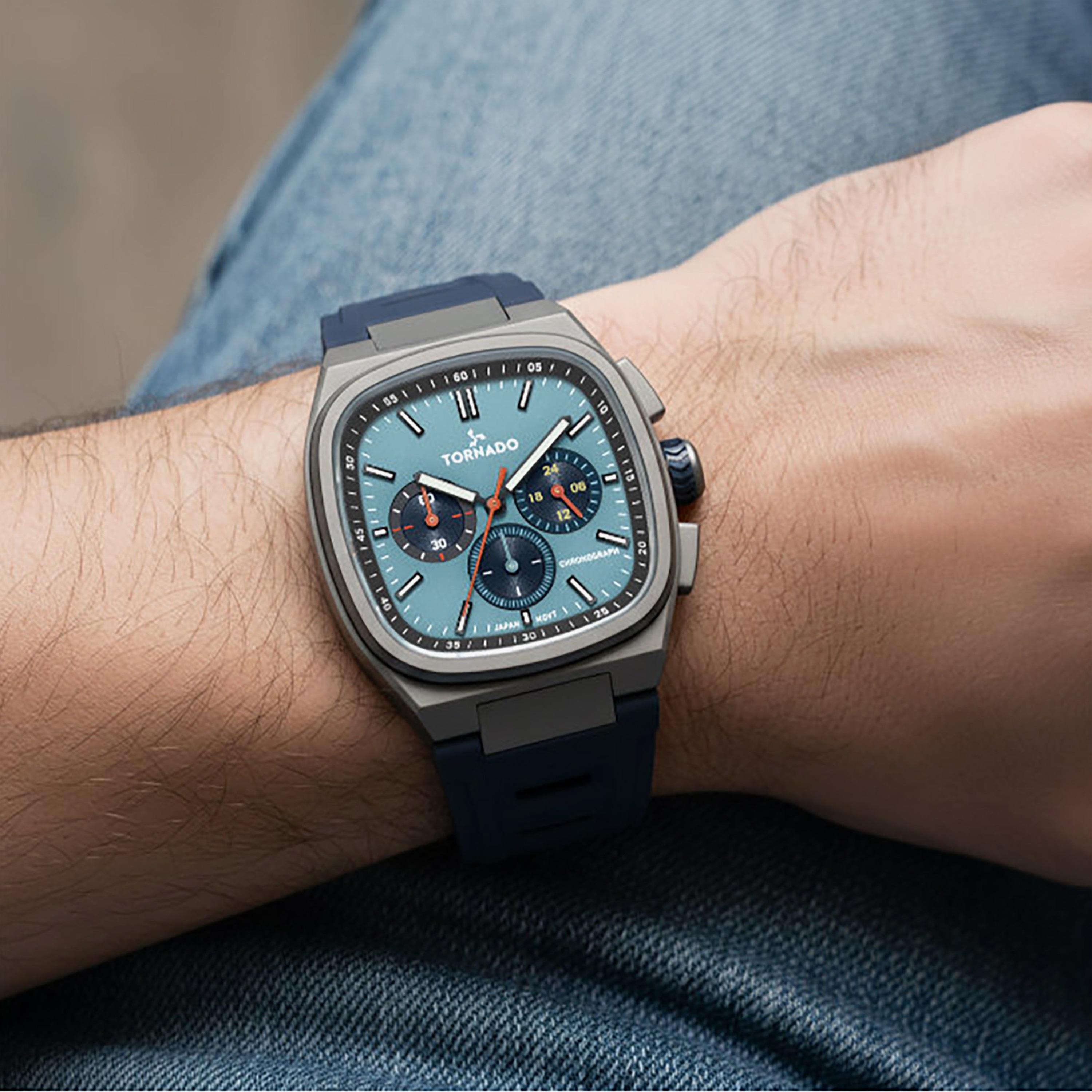 Tornado Men's 42MM Blue Chronograph Rubber Watch | T26102-BRNL-men-watchesandjewellery-watches-image-7