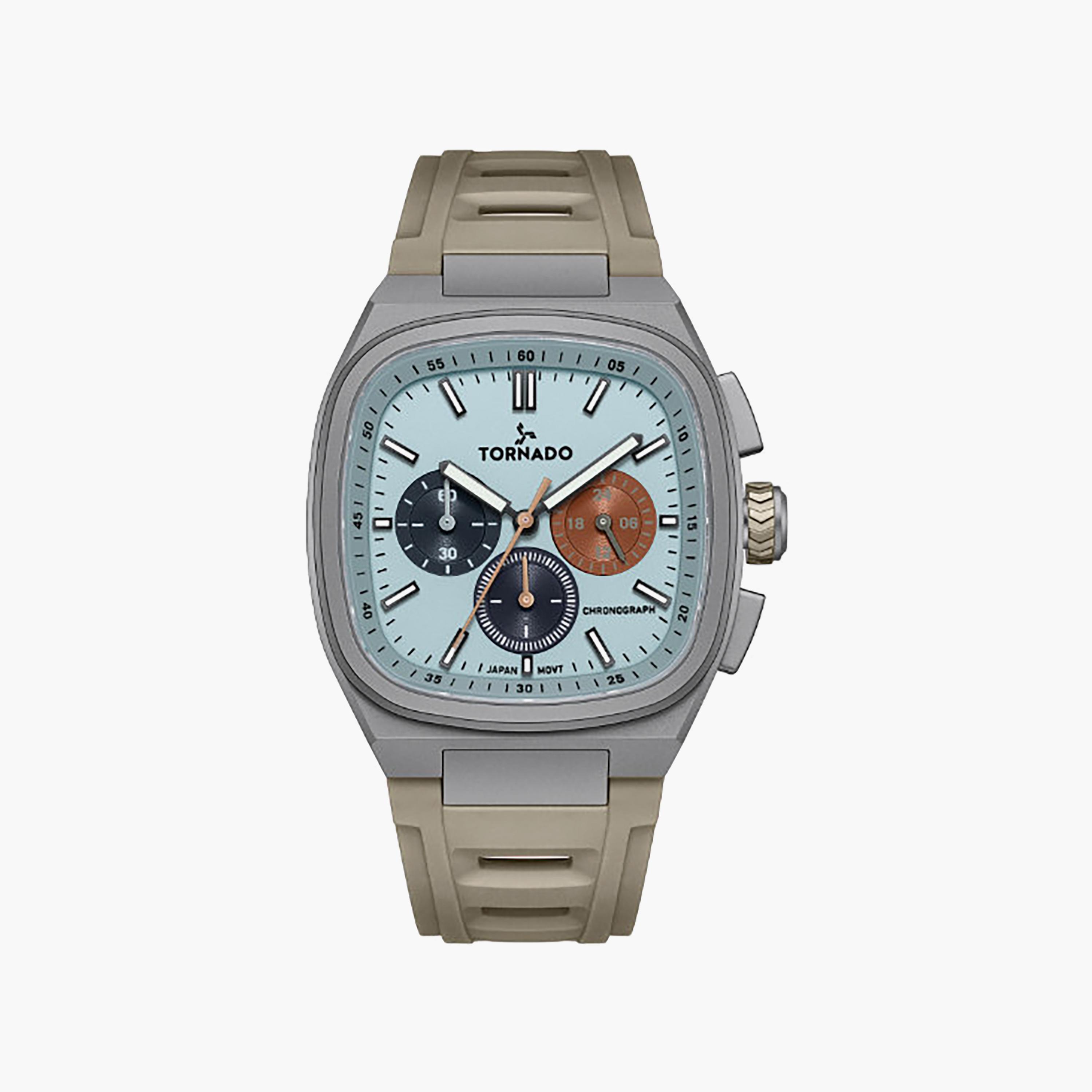 Tornado Men's 42MM Khaki Chronograph Rubber Watch | T26102-XREL-men-watchesandjewellery-watches-image-1