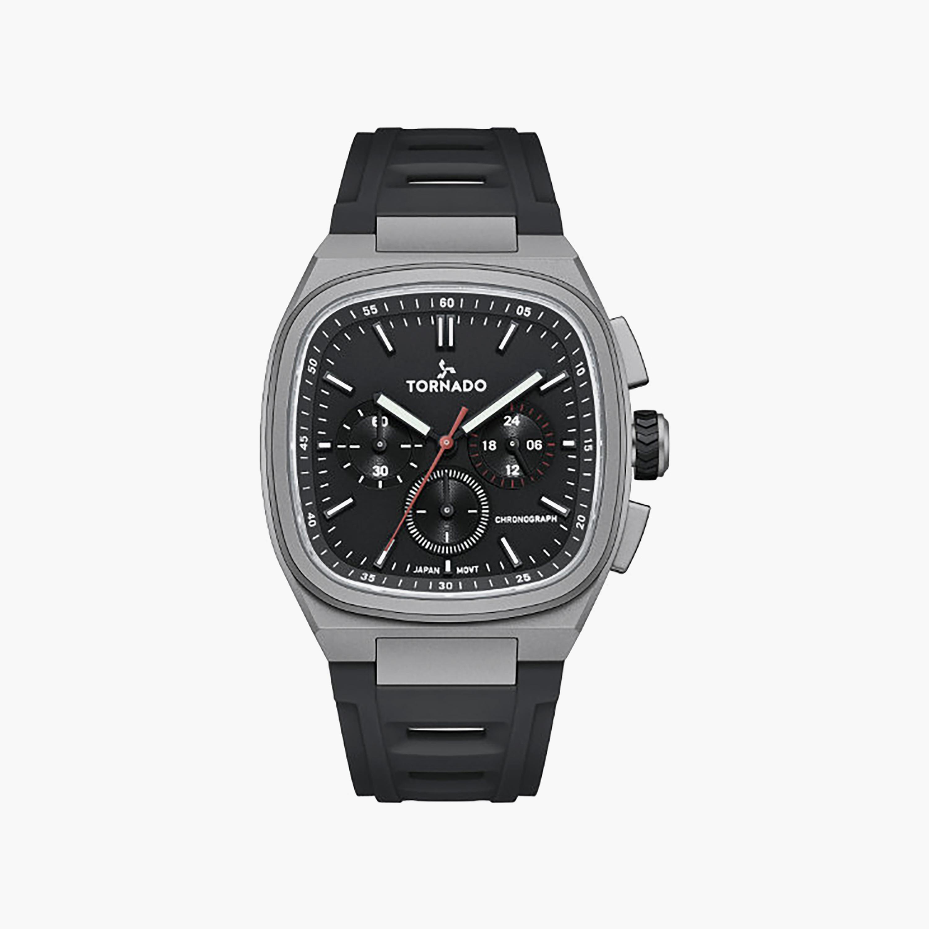 ساعة تورنادو الرجالية، مقاس 42 مم، كرونوغراف أسود، مصنوعة من المطاط | T26102-XRBB-men-watchesandjewellery-watches-image-1