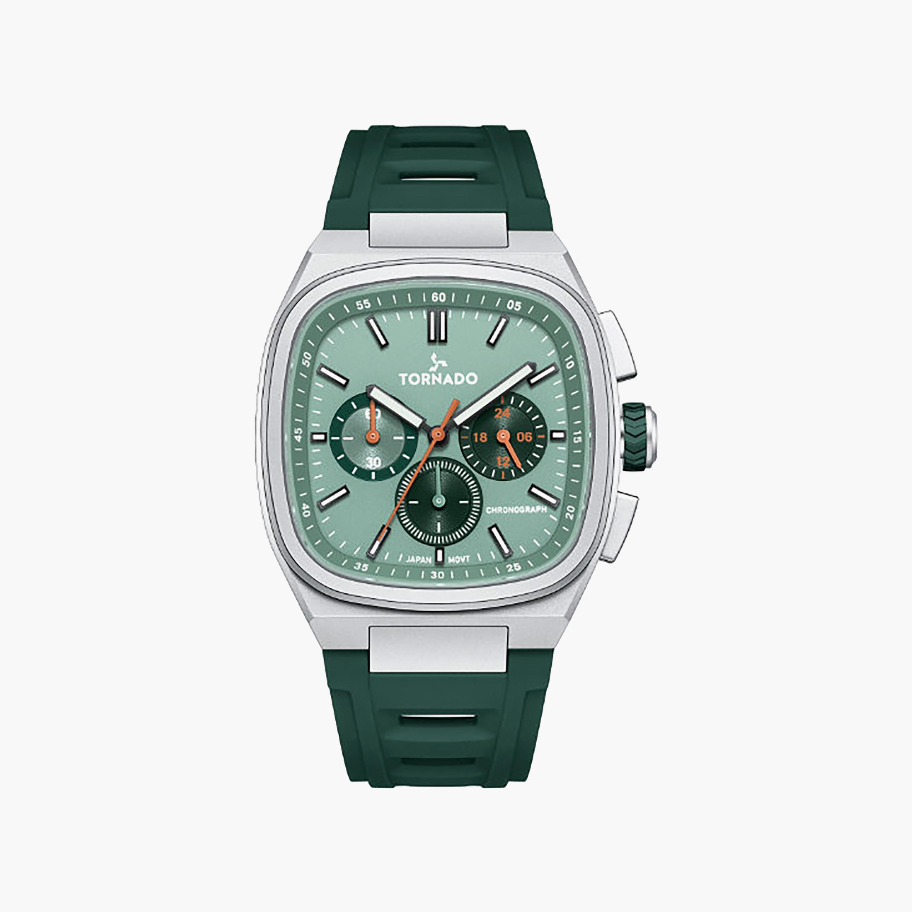 Tornado Men's 42MM Green Chronograph Rubber Watch | T26102-SRGG-men-watchesandjewellery-watches-image-1