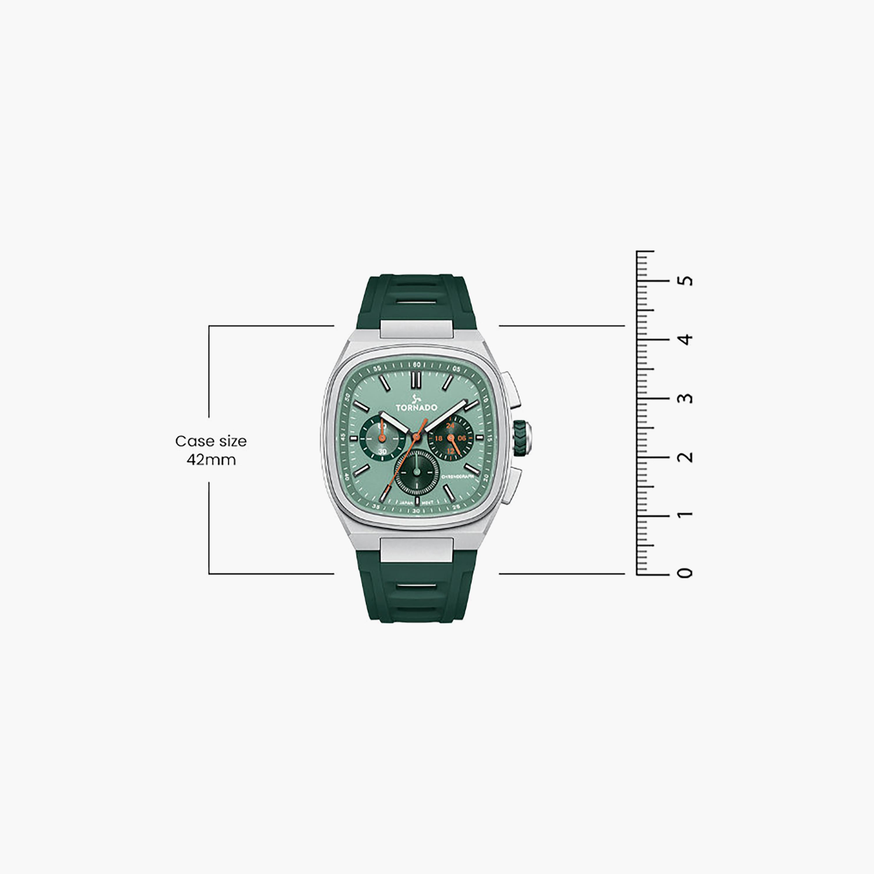 Tornado Men's 42MM Green Chronograph Rubber Watch | T26102-SRGG-men-watchesandjewellery-watches-image-6