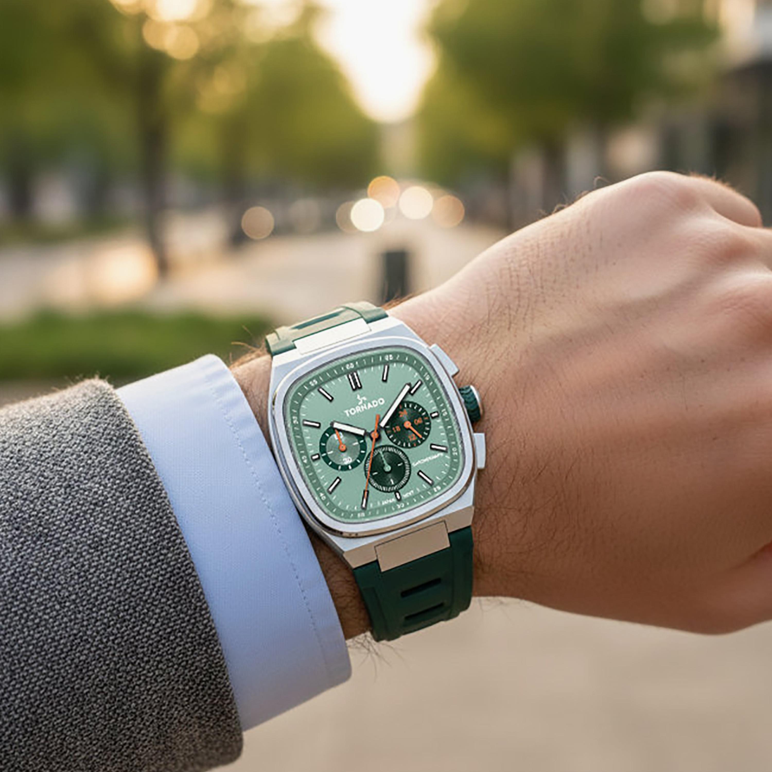 Tornado Men's 42MM Green Chronograph Rubber Watch | T26102-SRGG-men-watchesandjewellery-watches-image-7