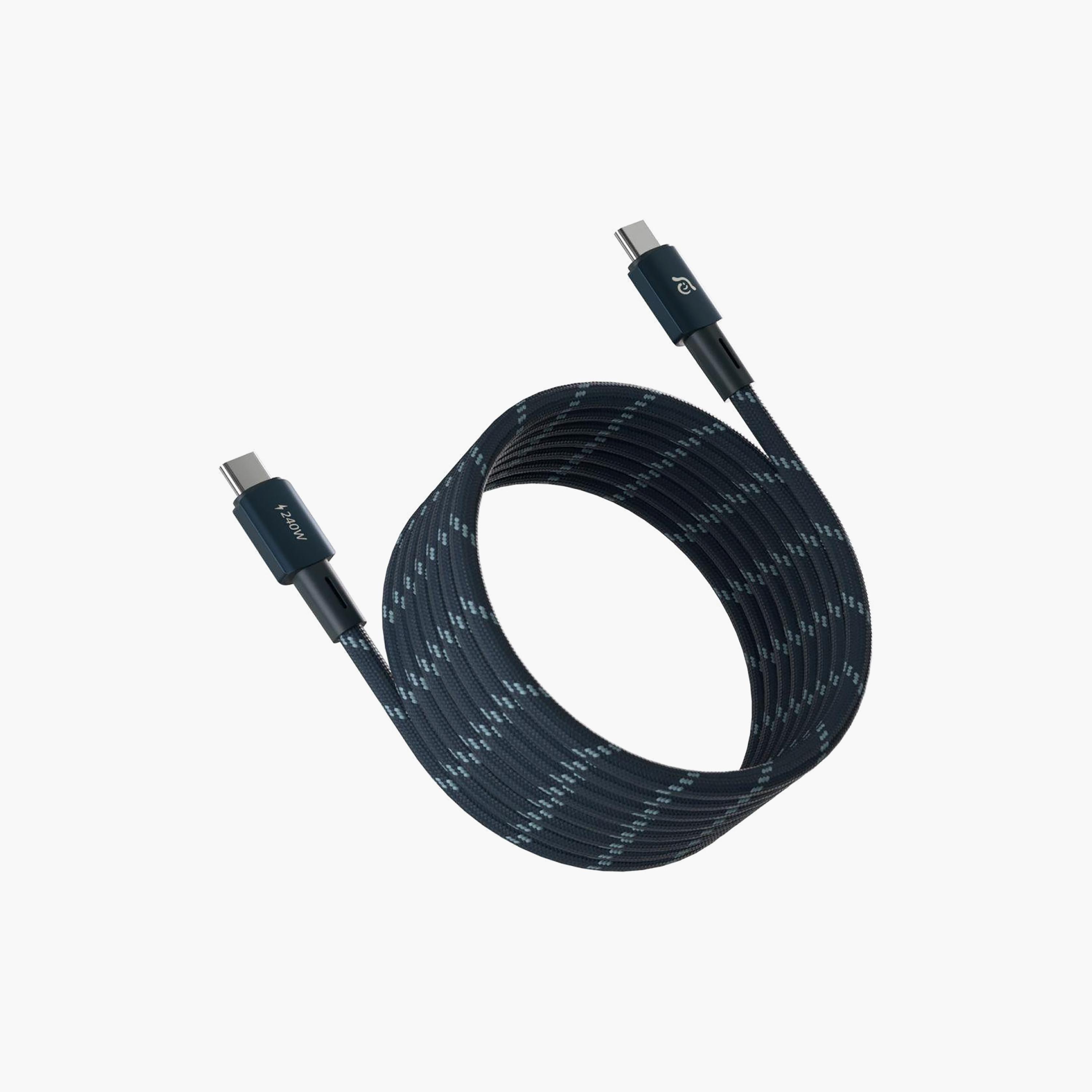 كابل شحن مغناطيسي "USB-C" إلى "USB-C" بقوة 240 واط، بطول 2 متر - أزرق من آدم إليمنتس-electronics-accessories-mobileaccesories-image-1