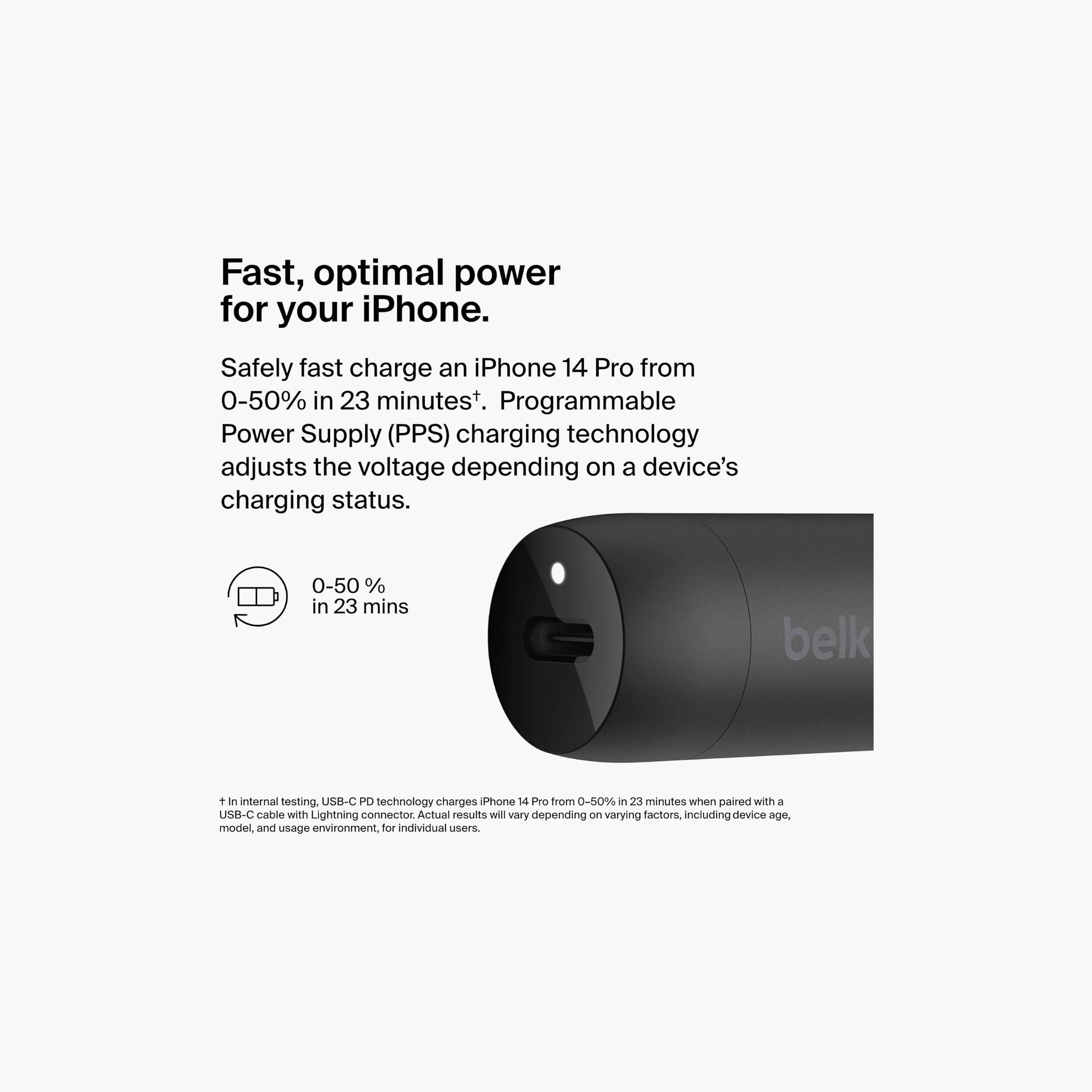شاحن سيارة بقوة 30 واط مع كابل "لايتنينج" إلى "USB-C" بطول 4 أقدام - أسود من بيلكن-electronics-accessories-mobileaccesories-image-2