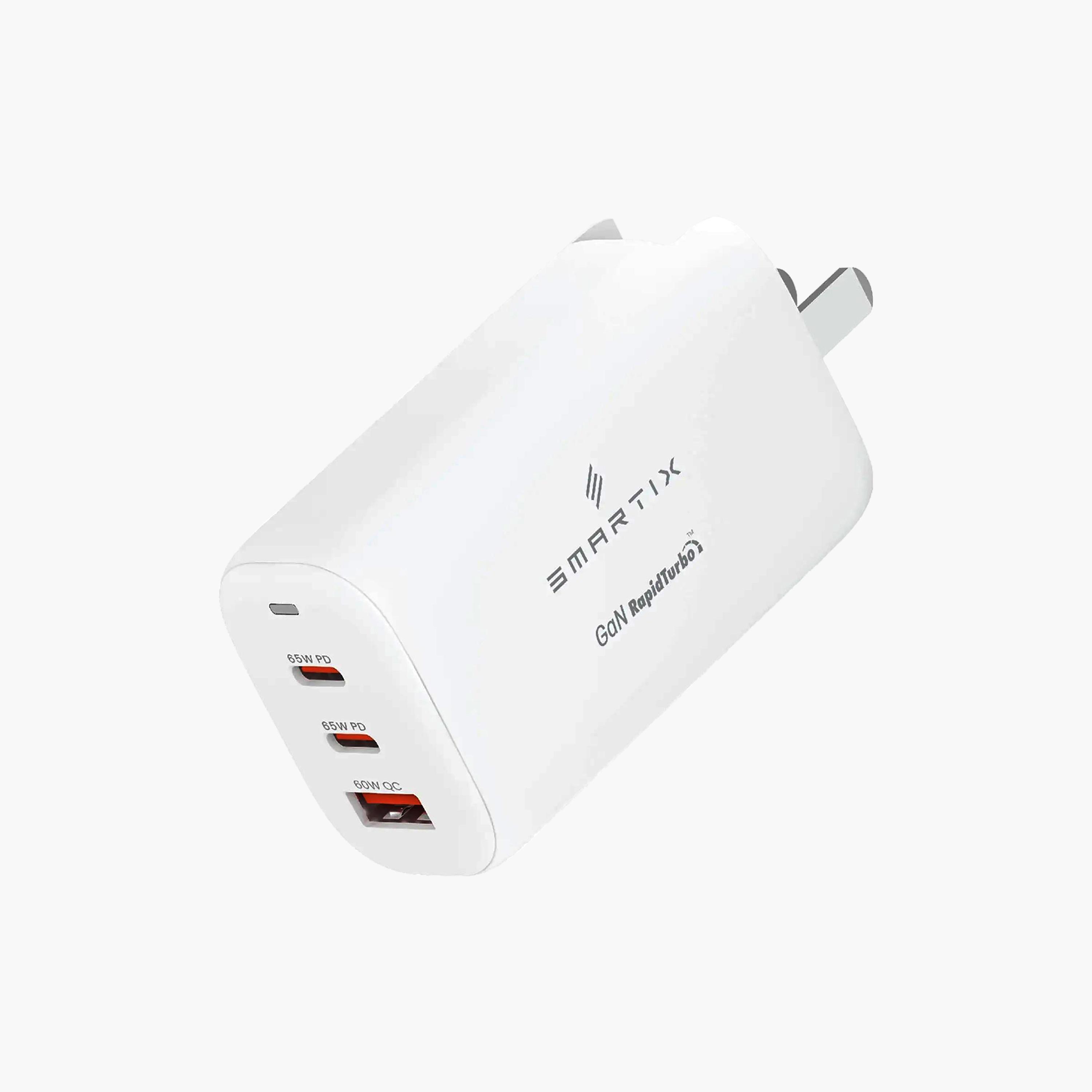محول حائط "سمارتكس بريميوم" برأس بريطاني، قوة 65 واط تقنية "غان" - أبيض-electronics-accessories-mobileaccesories-image-1