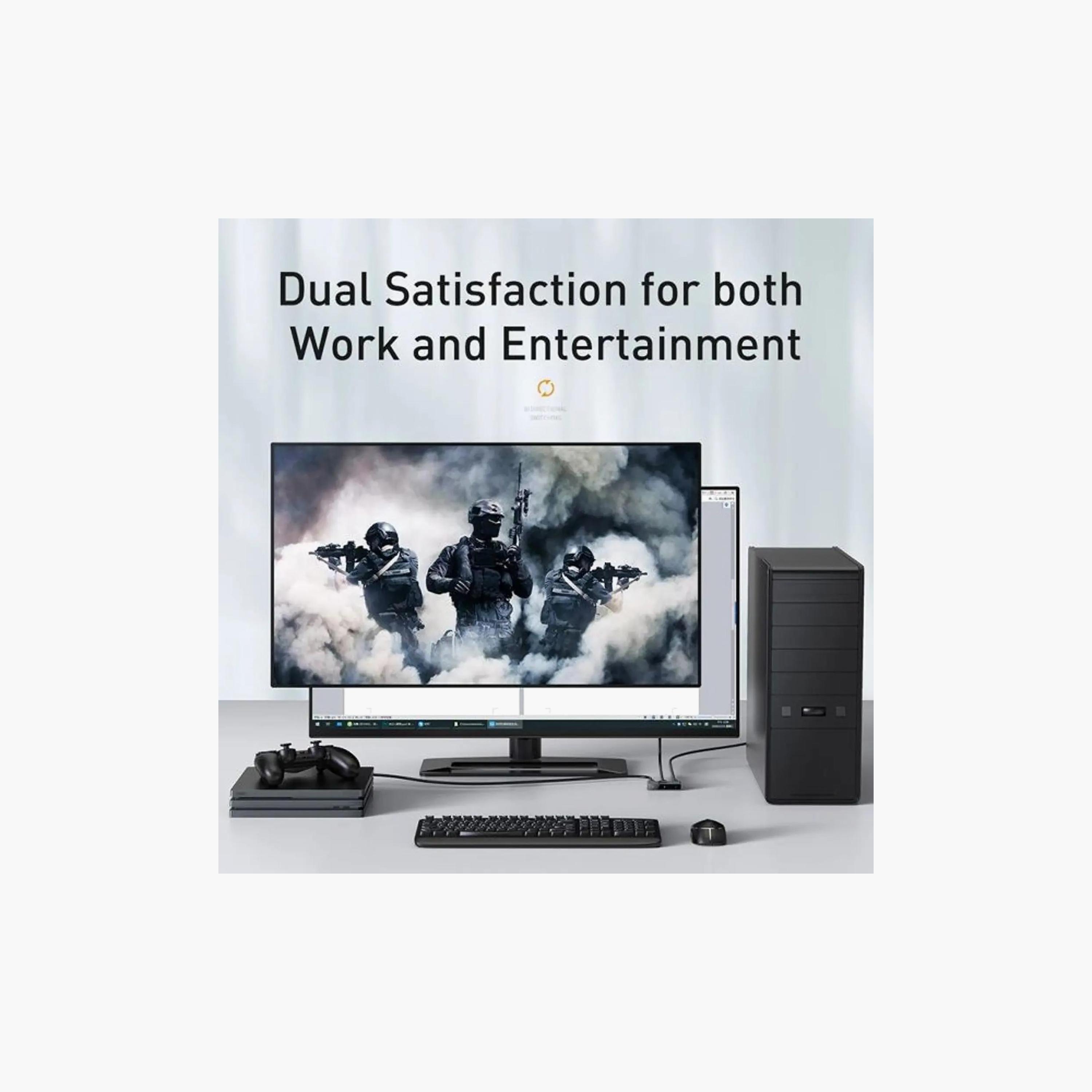 مقسم "ماتريكس" 4K HDMI (اثنان في واحد أو واحد في اثنين) - رمادي من بيسوس-electronics-accessories-computeraccesories-image-3