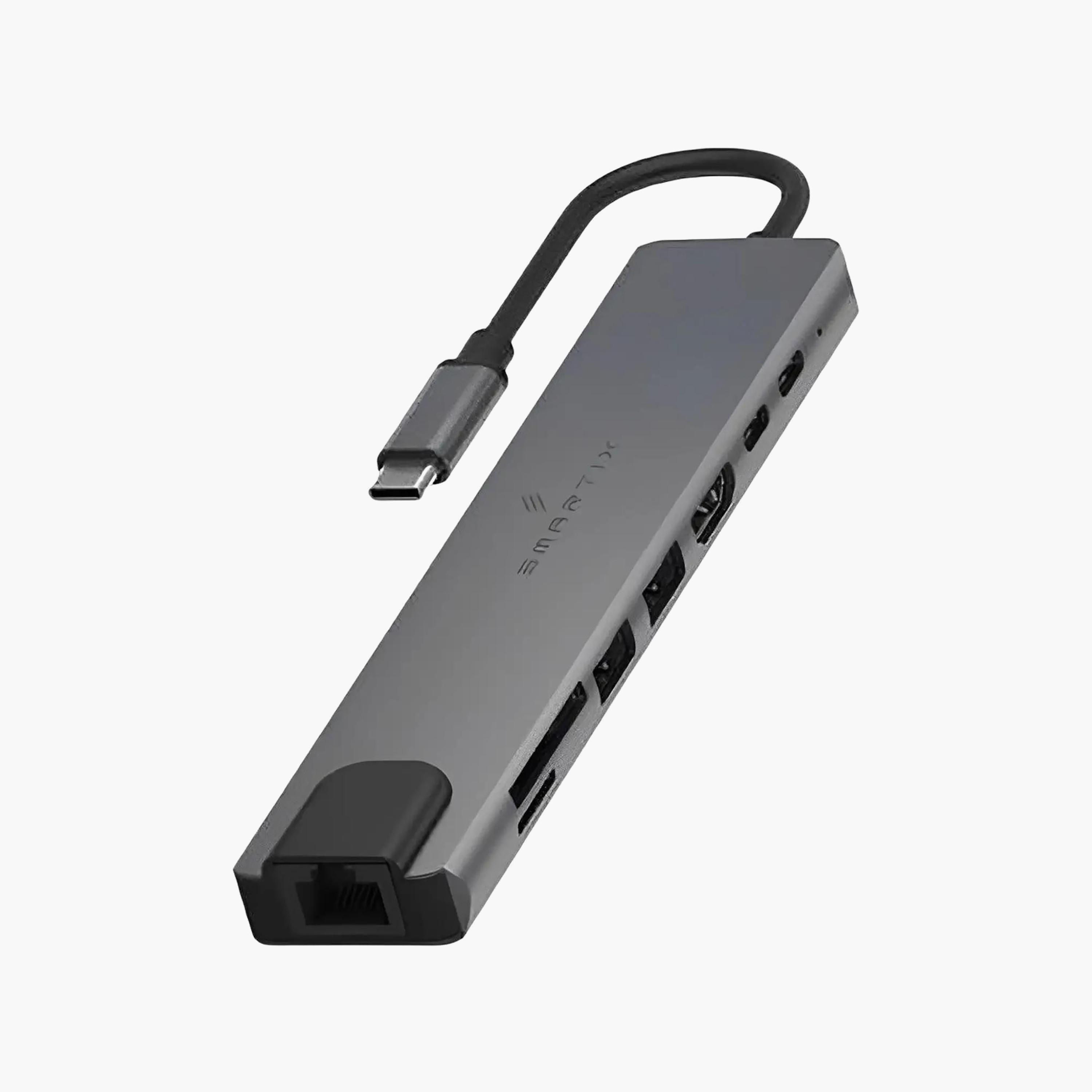موصل "هب" بريميوم 8 في 1 منفذ "USB-C" - رمادي من سمارتكس-electronics-accessories-computeraccesories-image-1
