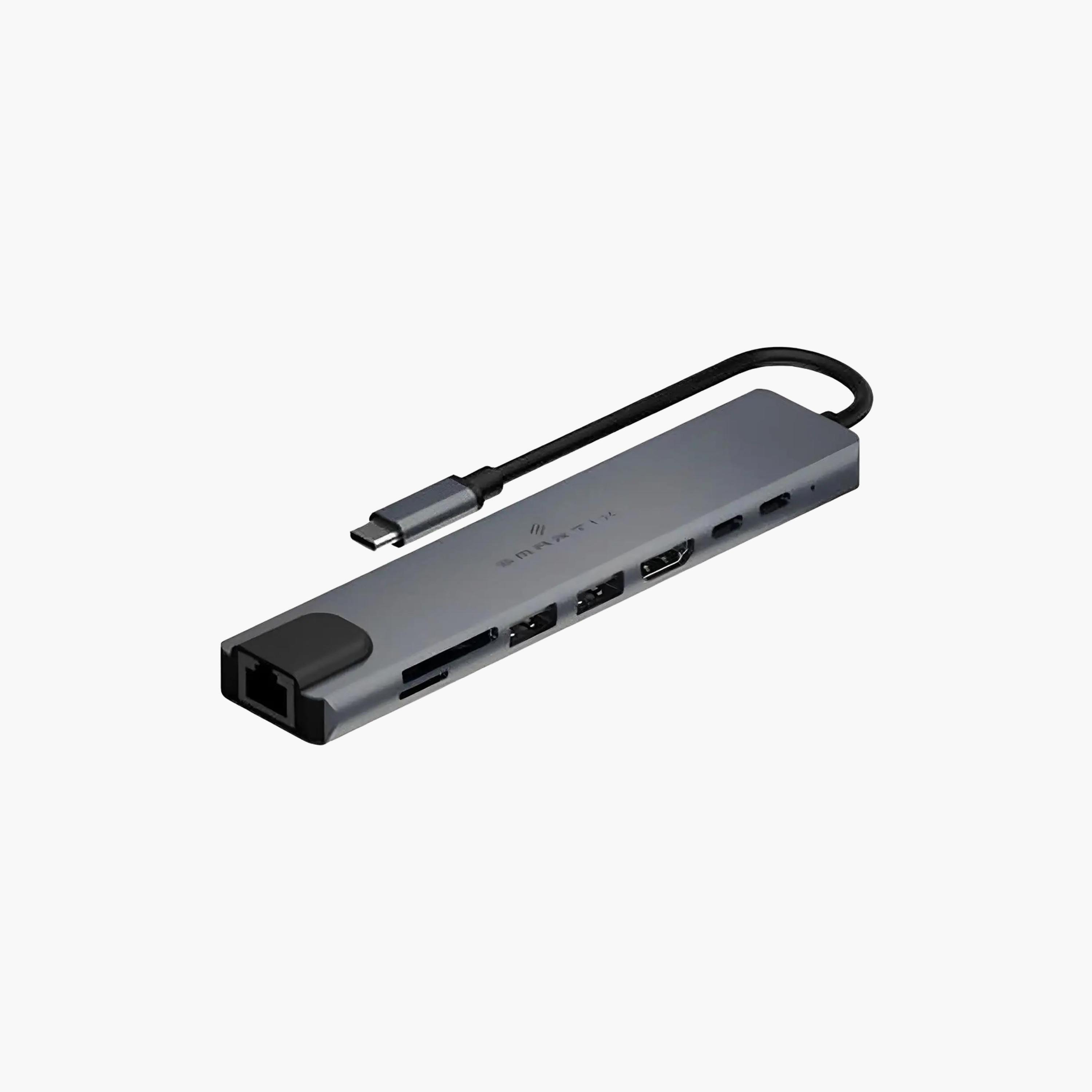موصل "هب" بريميوم 8 في 1 منفذ "USB-C" - رمادي من سمارتكس-electronics-accessories-computeraccesories-image-4