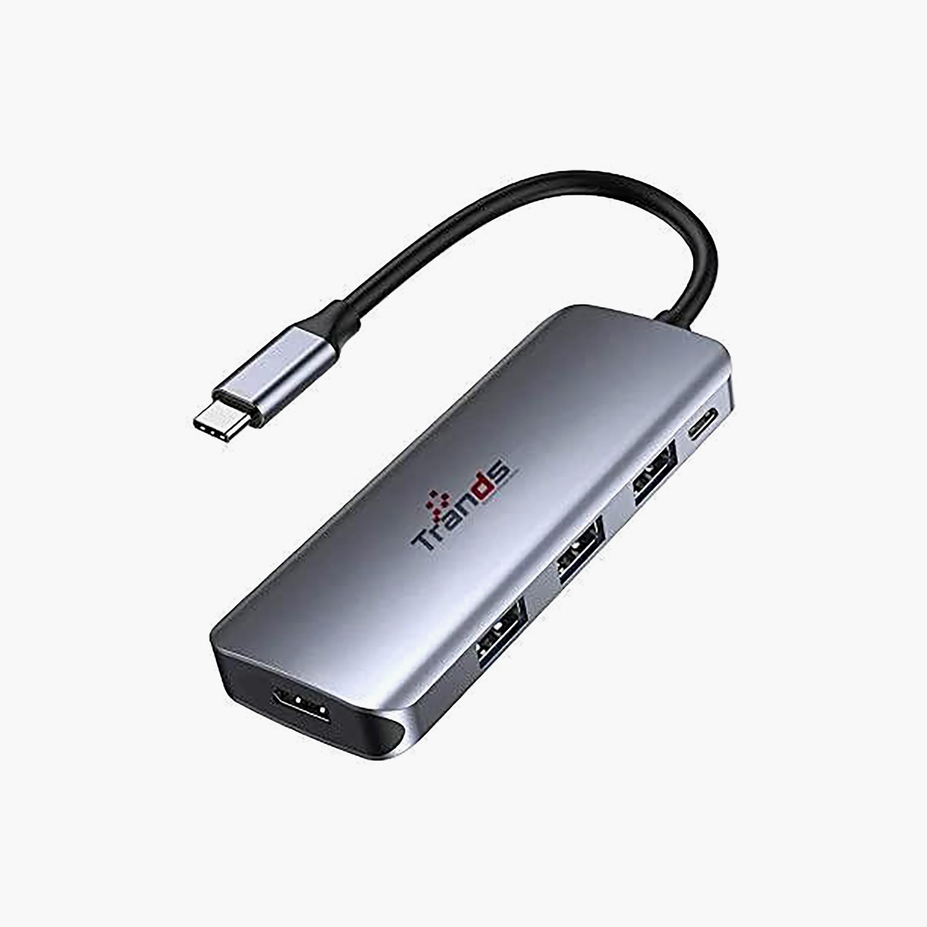 موصل "هب" USB "تايب سي" - رمادي من تراندز-electronics-accessories-computeraccesories-image-1