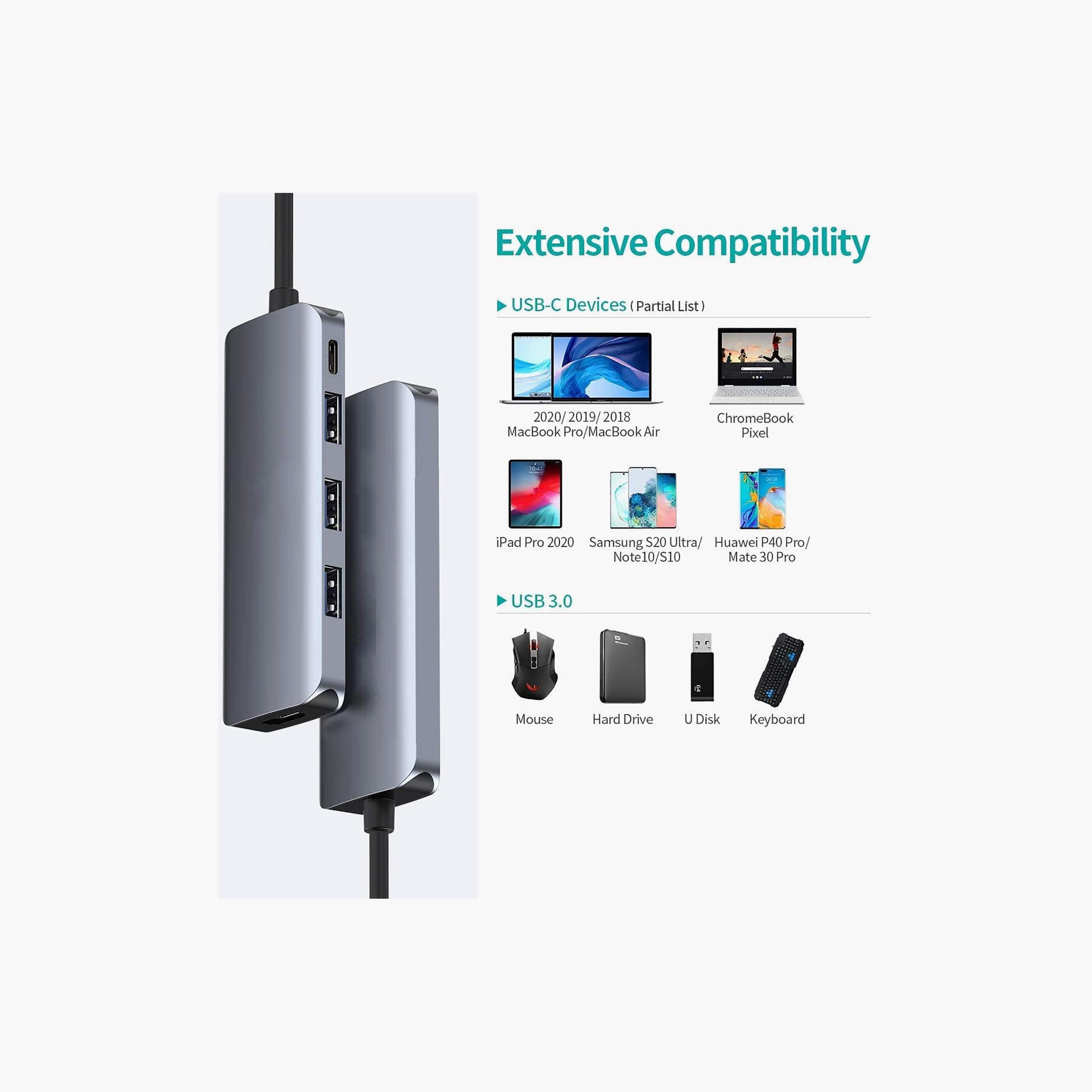 موصل "هب" USB "تايب سي" - رمادي من تراندز-electronics-accessories-computeraccesories-image-2