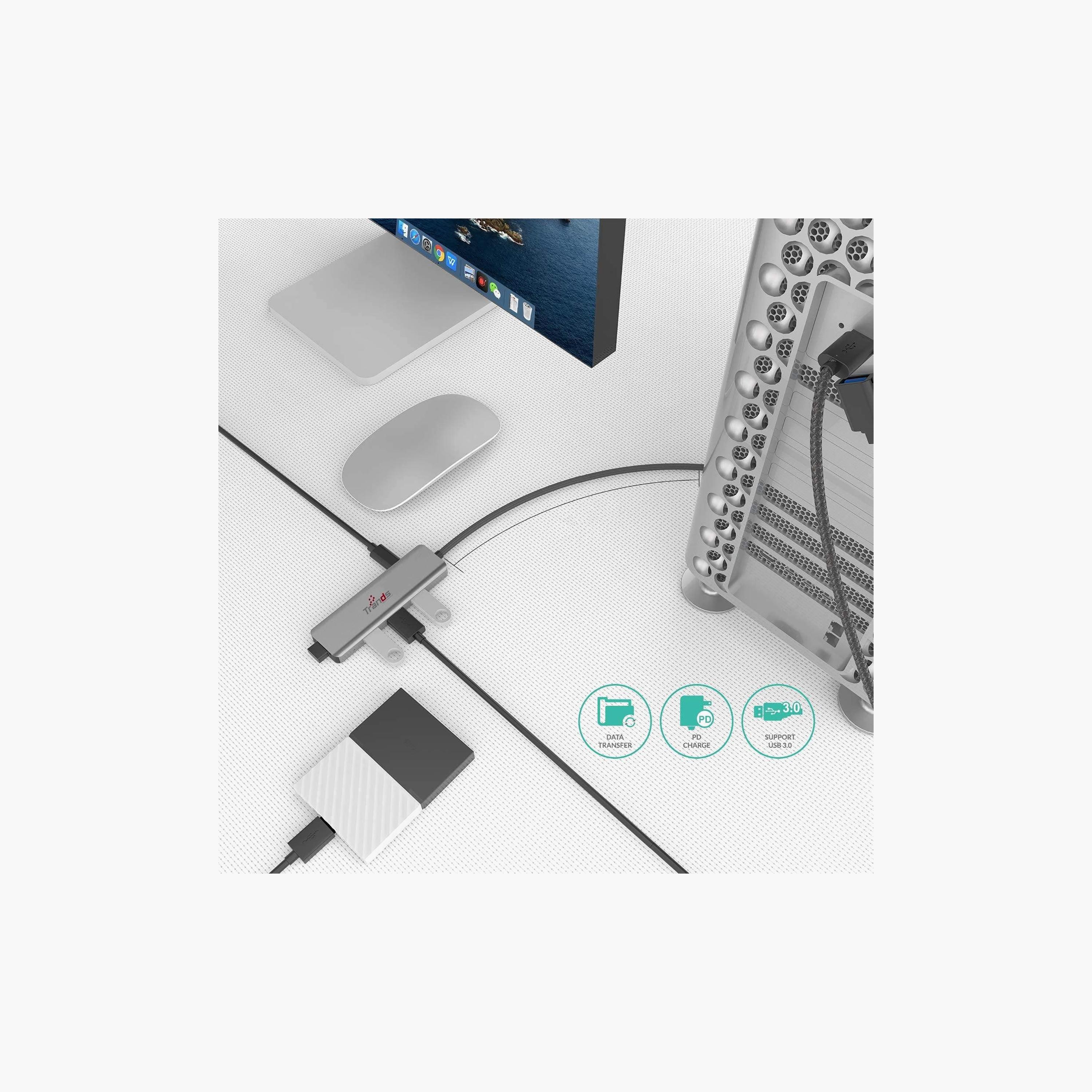 موصل "هب" USB "تايب سي" - رمادي من تراندز-electronics-accessories-computeraccesories-image-4