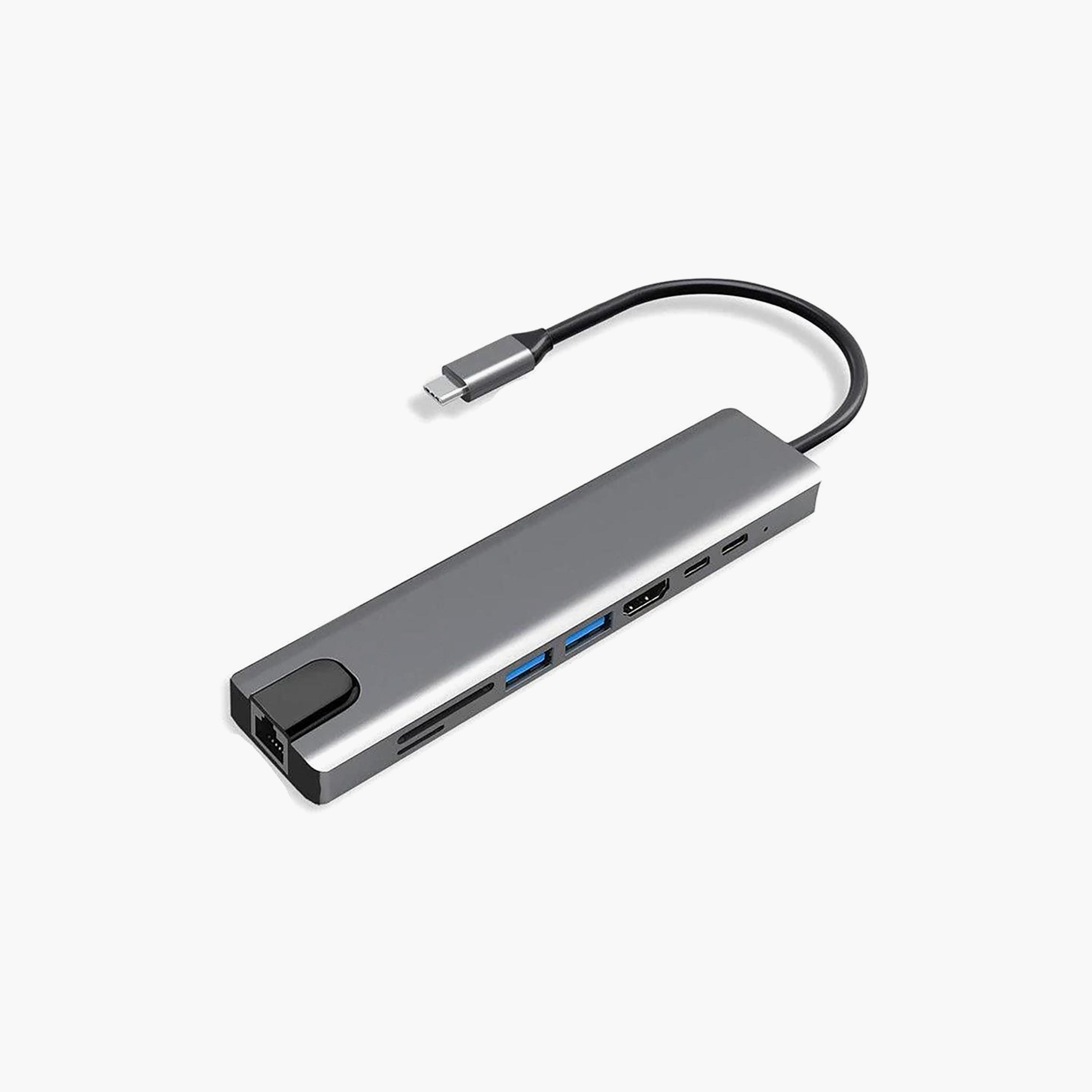 موصل "هب" 8 في 1 "USB-C" - رمادي من في-ووك-electronics-accessories-computeraccesories-image-1