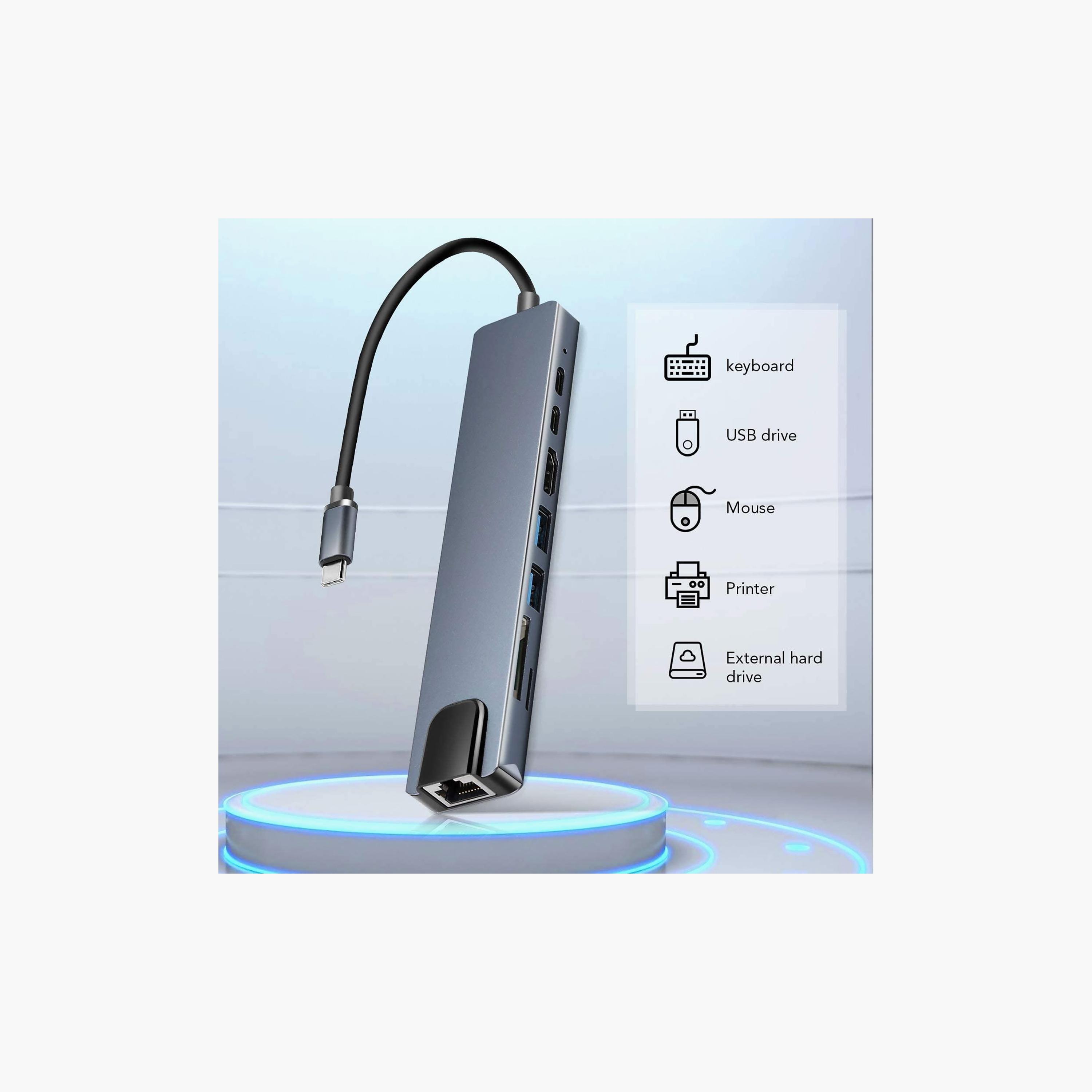 موصل "هب" 8 في 1 "USB-C" - رمادي من في-ووك-electronics-accessories-computeraccesories-image-2