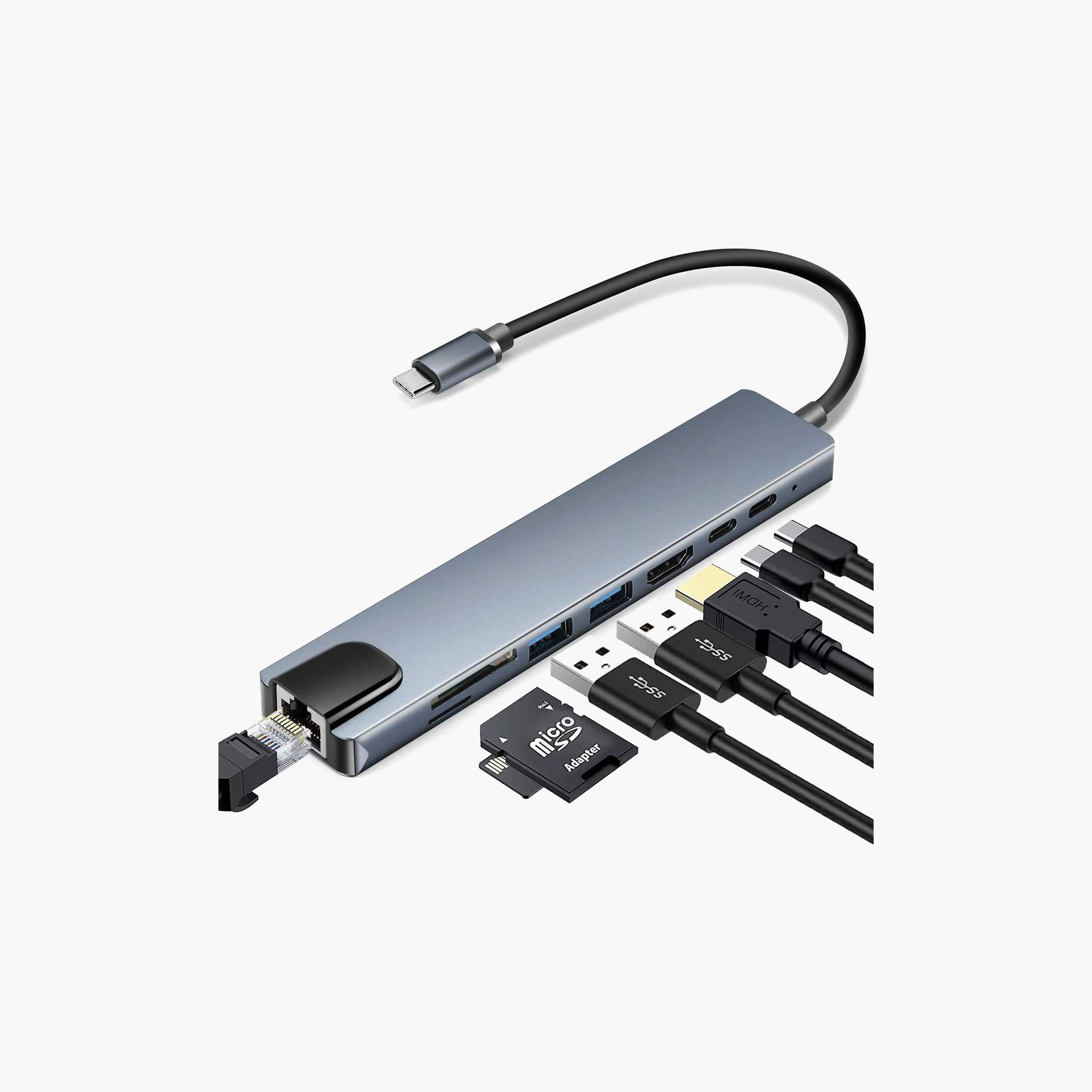 موصل "هب" 8 في 1 "USB-C" - رمادي من في-ووك-electronics-accessories-computeraccesories-image-3