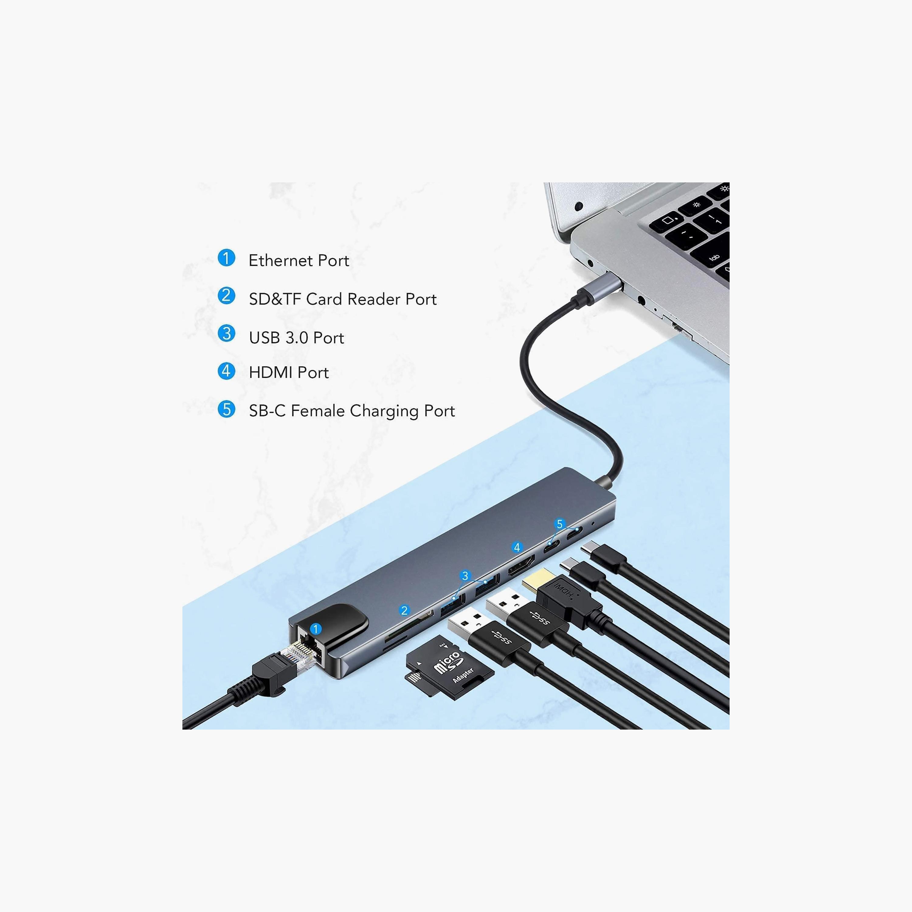 موصل "هب" 8 في 1 "USB-C" - رمادي من في-ووك-electronics-accessories-computeraccesories-image-4