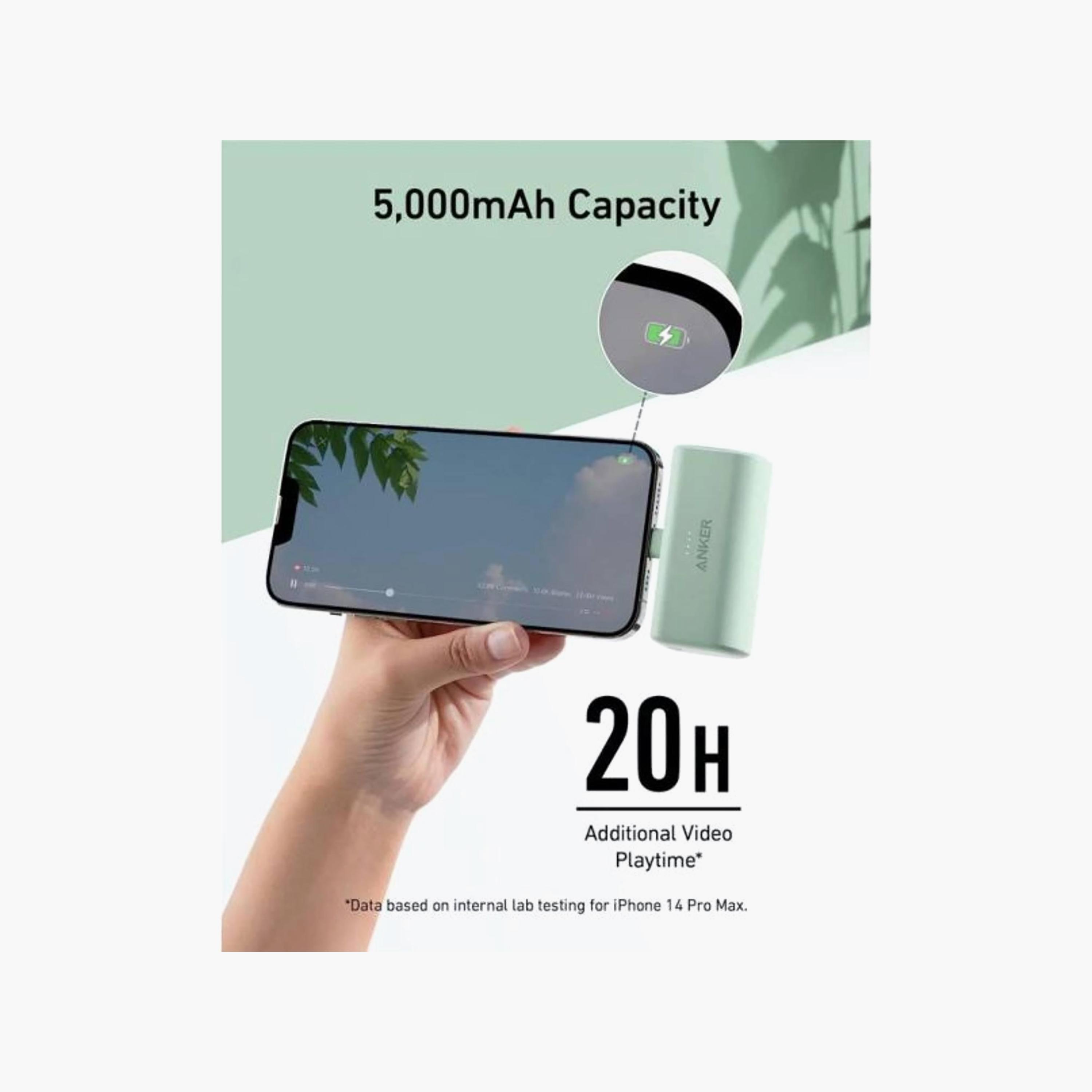 باور بانك "نانو" من أنكر بقوة 12 واط وسعة 5000 مللي أمبير مع موصل لايتنينج مدمج - أسود-electronics-accessories-mobileaccesories-image-4