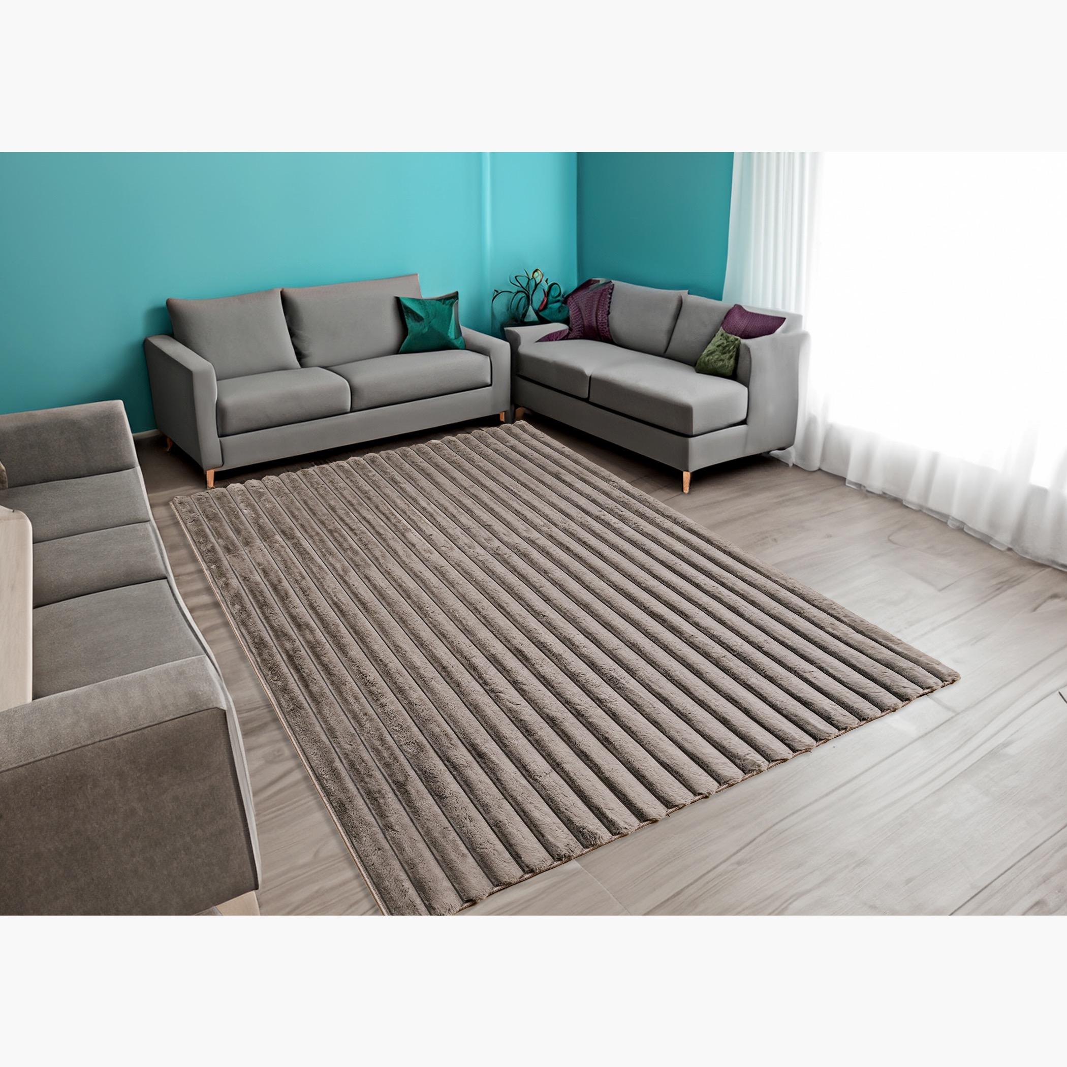 Vertica 3D Linear Strip 3D Rabbit Fur Rug - 160x230 cm-hbxdecorandfurnishings-floorcoverings-rugs-image-1