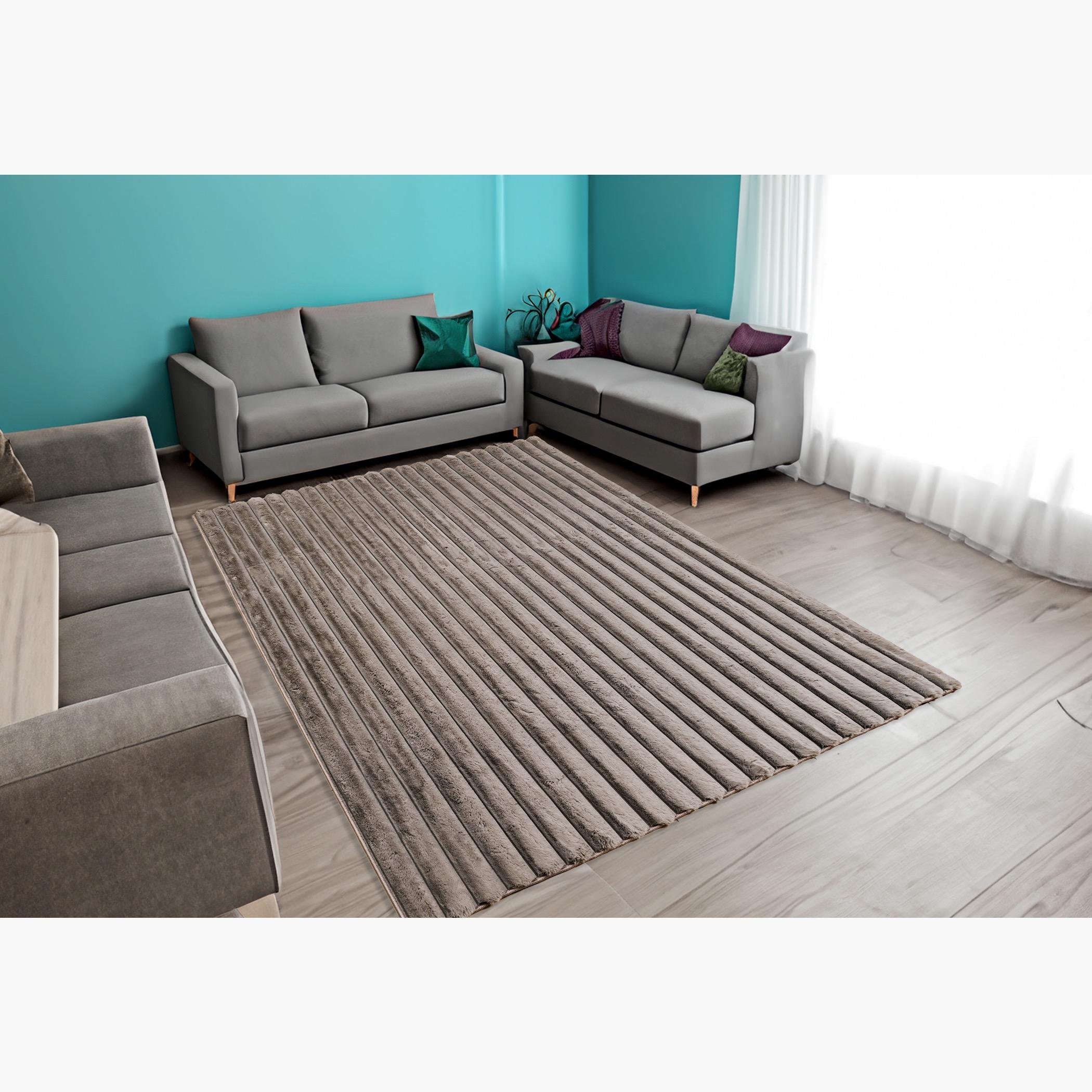 Vertica 3D Linear Strip 3D Rabbit Fur Rug - 200x300 cm-hbxdecorandfurnishings-floorcoverings-rugs-image-1