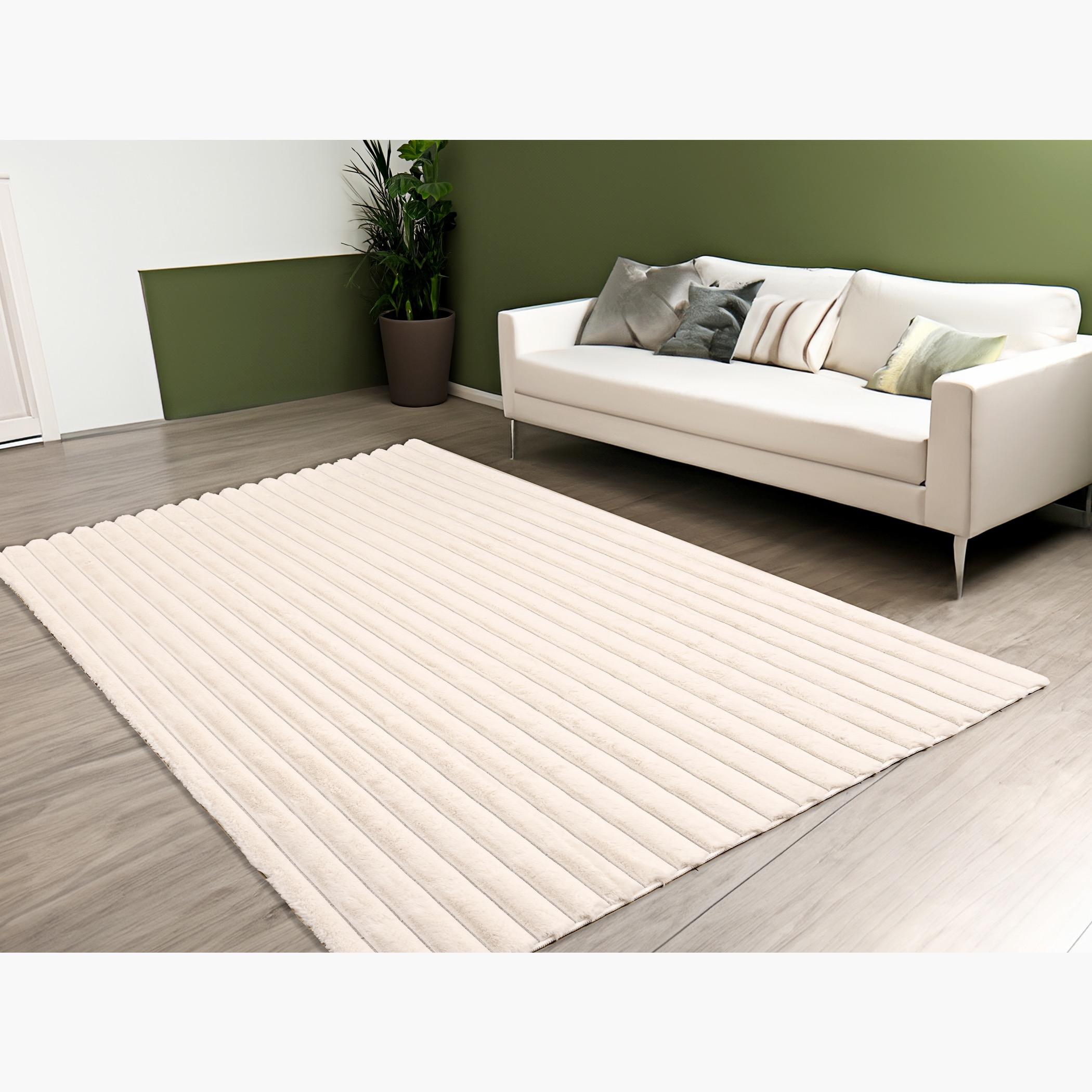 Vertica 3D Linear Strip 3D Rabbit Fur Rug - 160x230 cm-hbxdecorandfurnishings-floorcoverings-rugs-image-1
