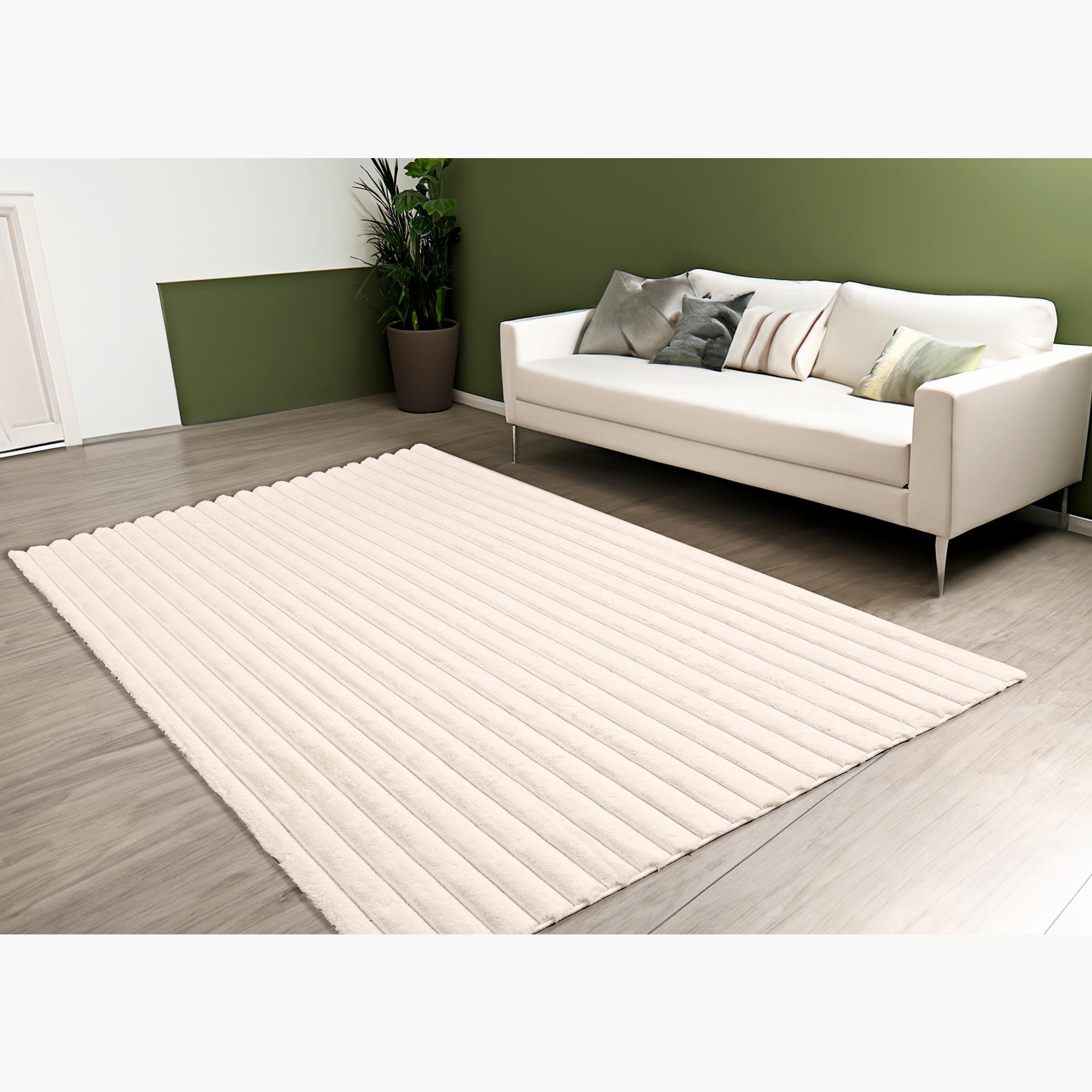 Vertica 3D Linear Strip Rabbit Fur Rug - 200x300 cm-hbxdecorandfurnishings-floorcoverings-rugs-image-1