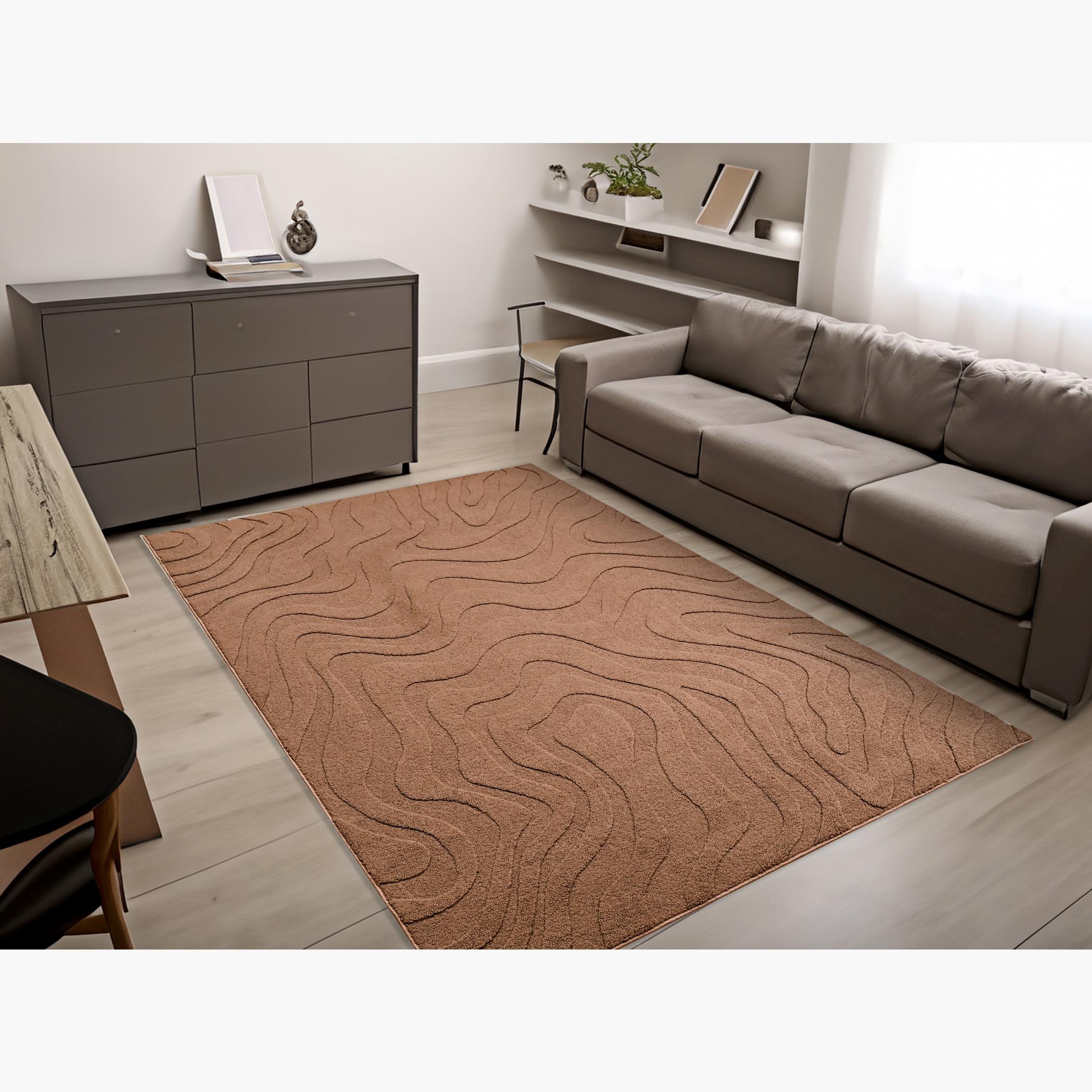 Wavy Sherpa Jacquard Ripple Sherpa Rug - 160x230 cm-hbxdecorandfurnishings-floorcoverings-rugs-image-1
