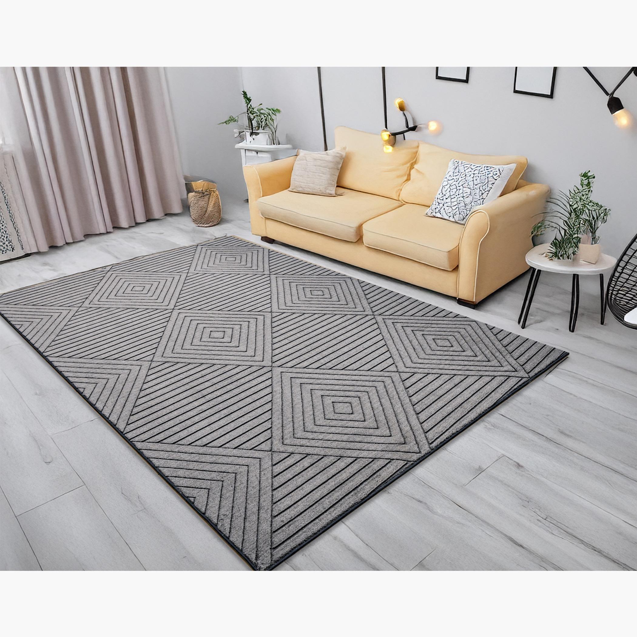 Geo Yarn Dyed Rabbit Fur Rug - 300x200 cm-hbxdecorandfurnishings-floorcoverings-rugs-image-1