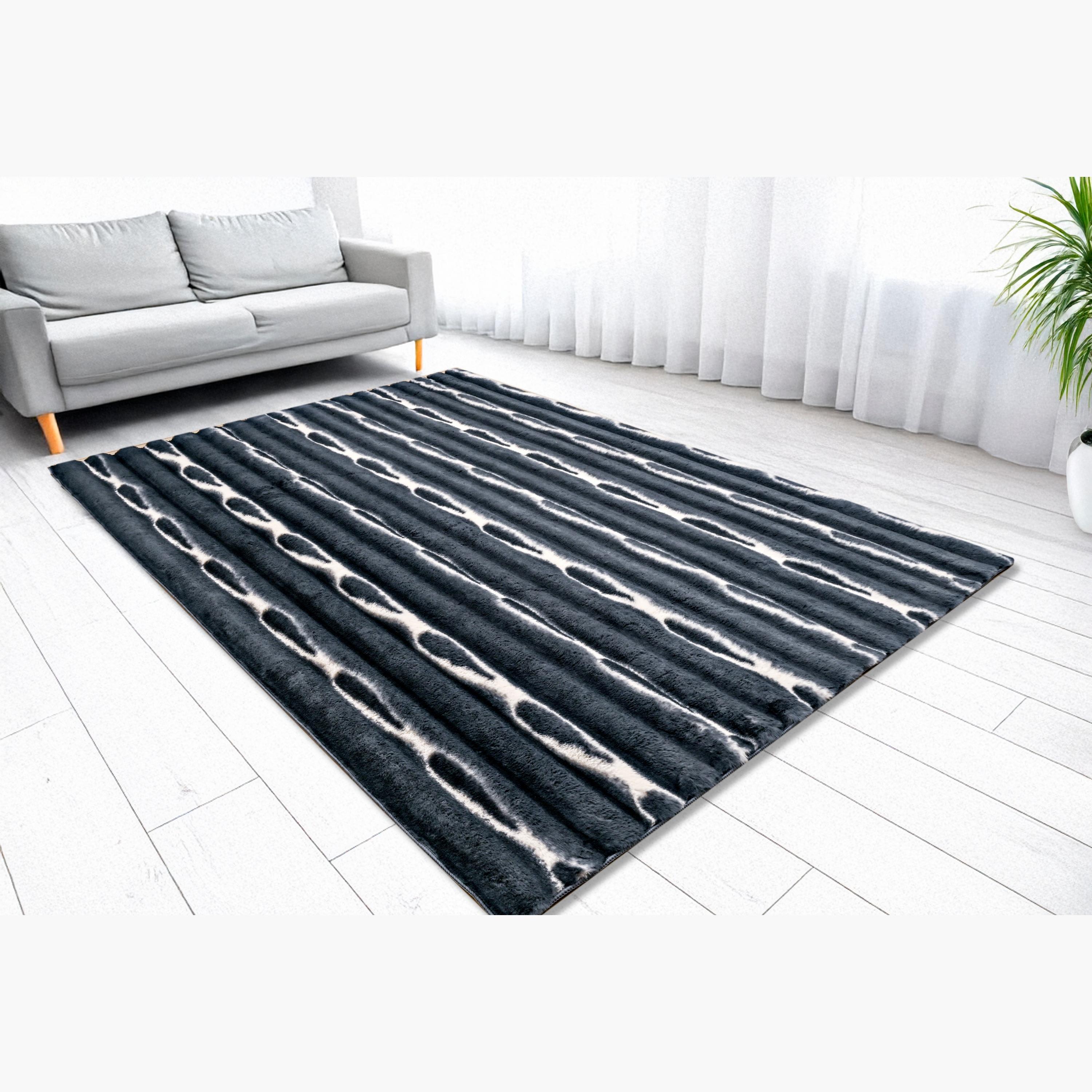 Plush Shibori Tie Dyed Faux Rabbit Fur Rug - 300x200 cm-hbxdecorandfurnishings-floorcoverings-rugs-image-1