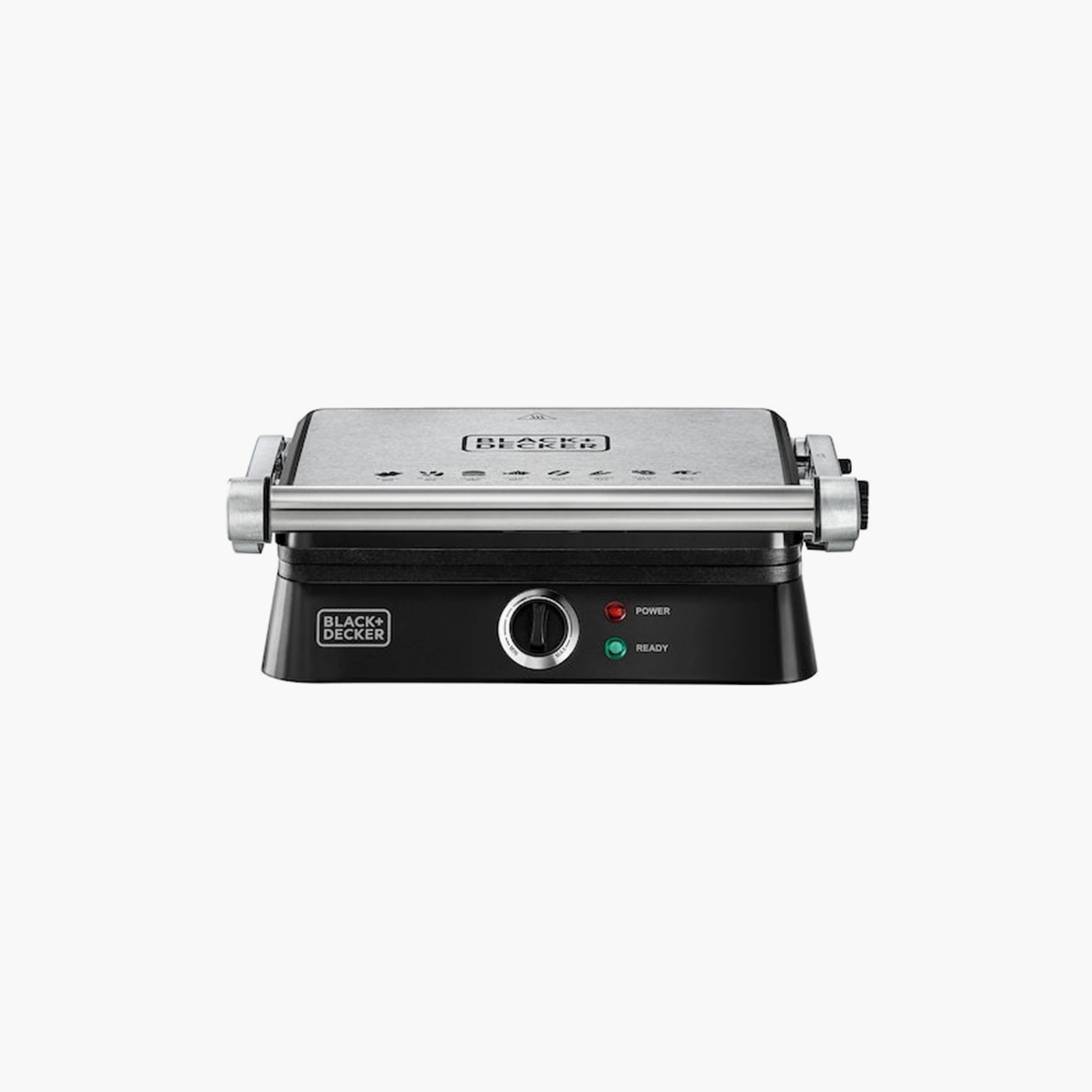شواية "كونتاكت جريل" بقوة 1400 واط بصفائح ثابتة من بلاك آند ديكر| CG1400-B5-household-appliances-kitchenappliances-foodprocessors-image-1