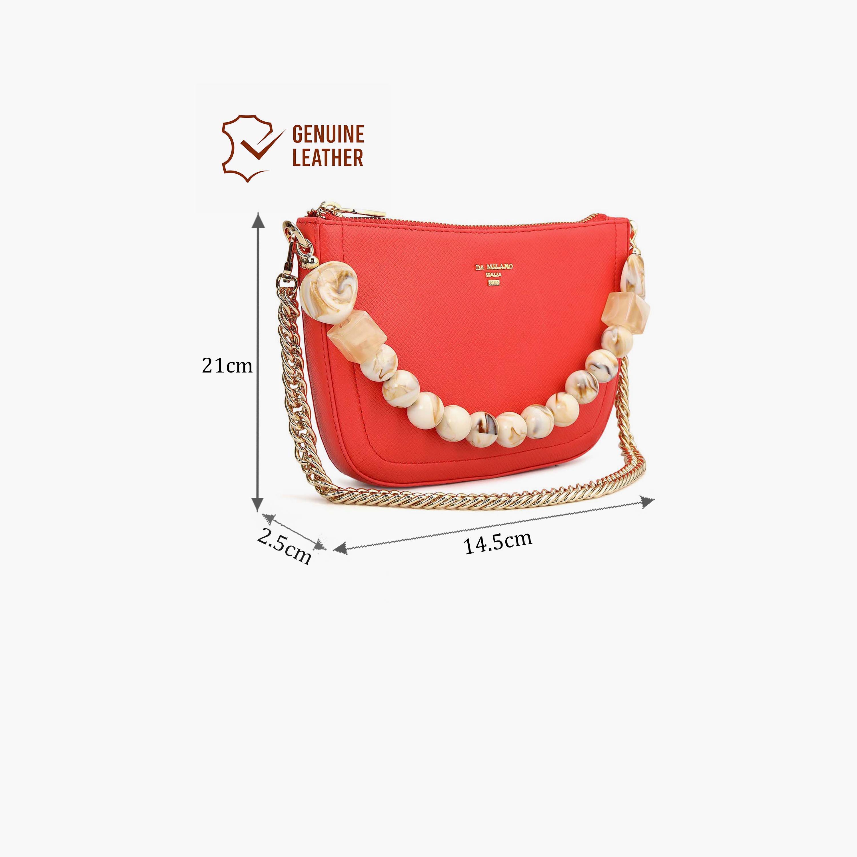 DA MILANO Women's Shoulder Bag Zipper Chain Strap | L21 X W2.5 X H14.5 CM-women-bagsandwallets-handbags-image-2