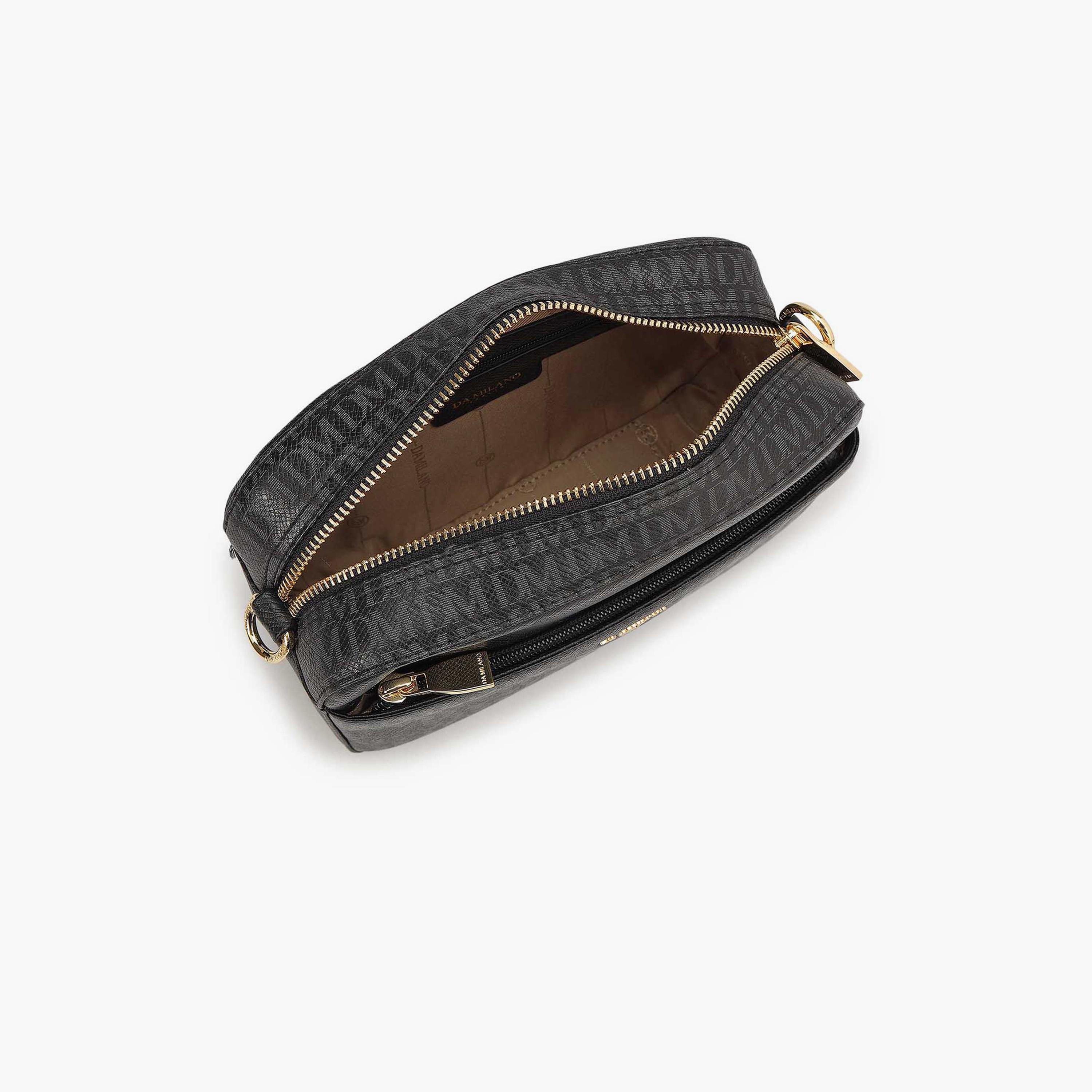 DA MILANO Monogram Women's Sling Bag Zipper Adjustable Strap | L22 X W7.5 X H15.5 CM-women-bagsandwallets-handbags-image-6
