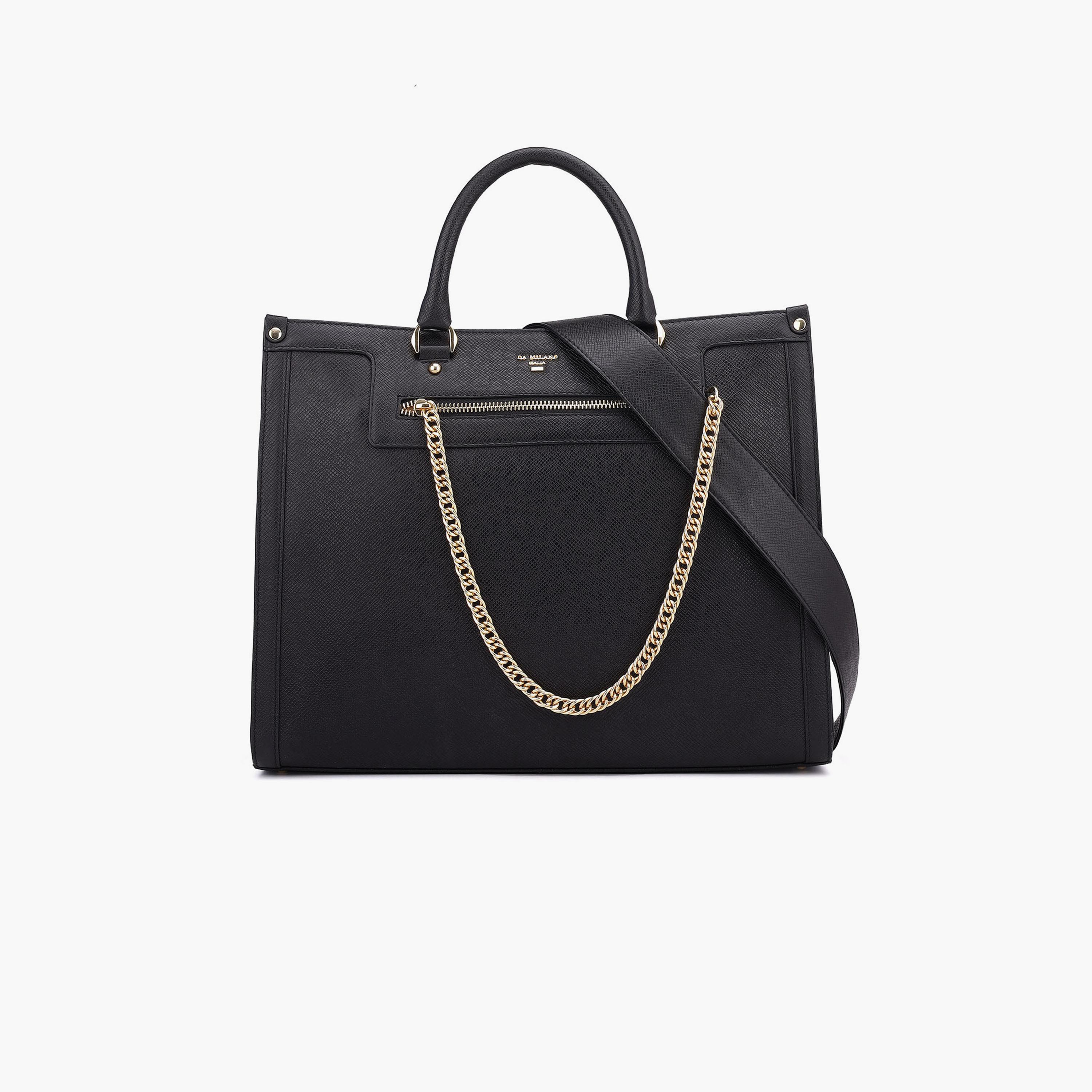 DA MILANO Textured Top Handle Women's Tote Bag Zipper Adjustable Strap | L36 X W11 X H29 CM-women-bagsandwallets-handbags-image-1