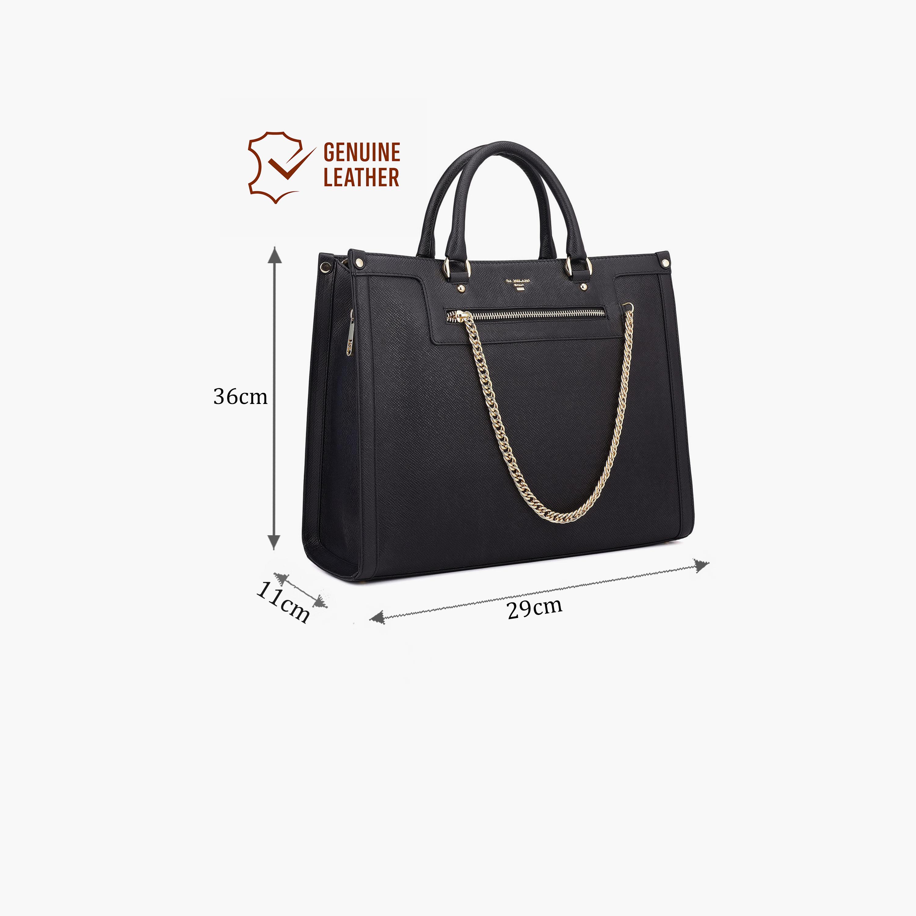 DA MILANO Textured Top Handle Women's Tote Bag Zipper Adjustable Strap | L36 X W11 X H29 CM-women-bagsandwallets-handbags-image-2