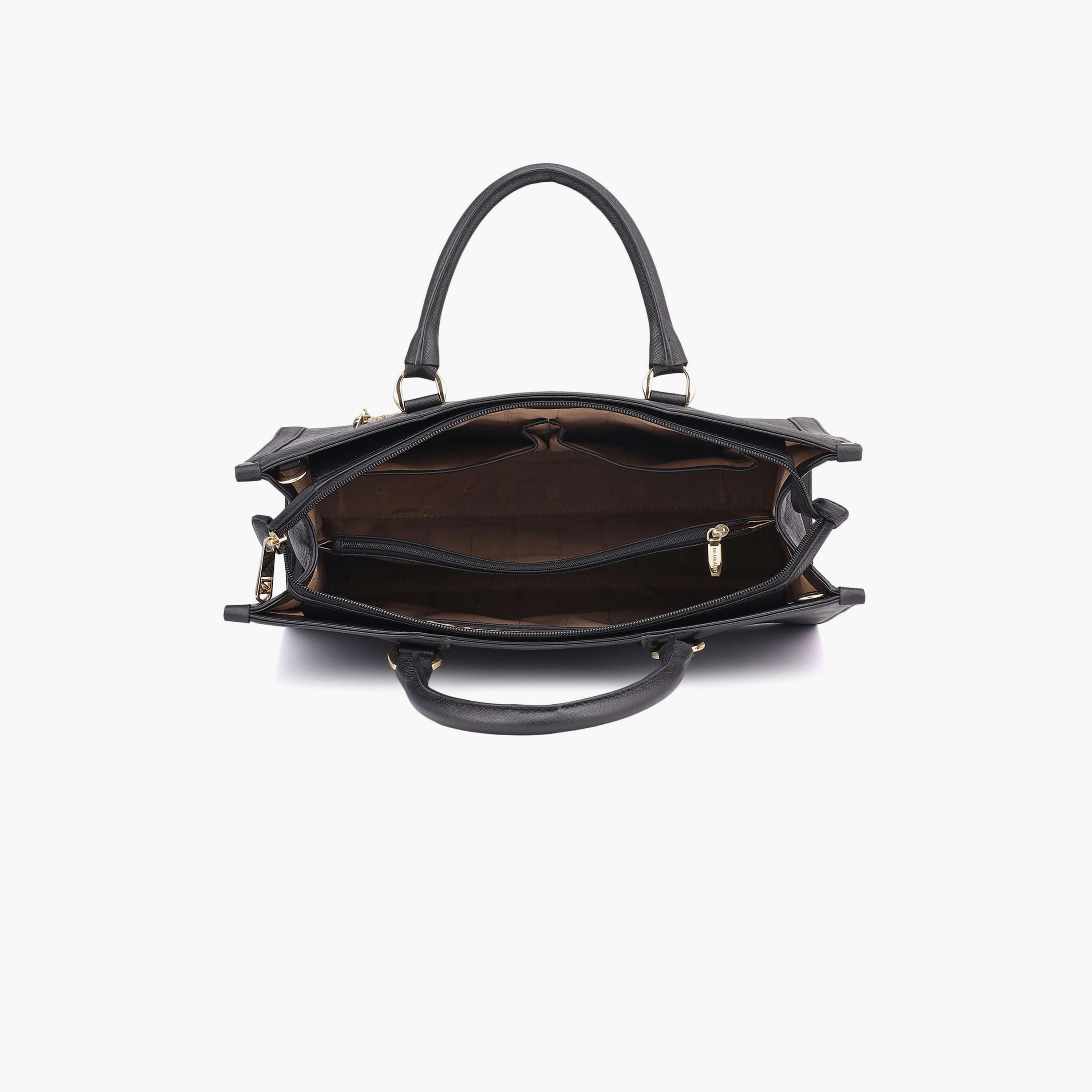 DA MILANO Textured Top Handle Women's Tote Bag Zipper Adjustable Strap | L36 X W11 X H29 CM-women-bagsandwallets-handbags-image-6